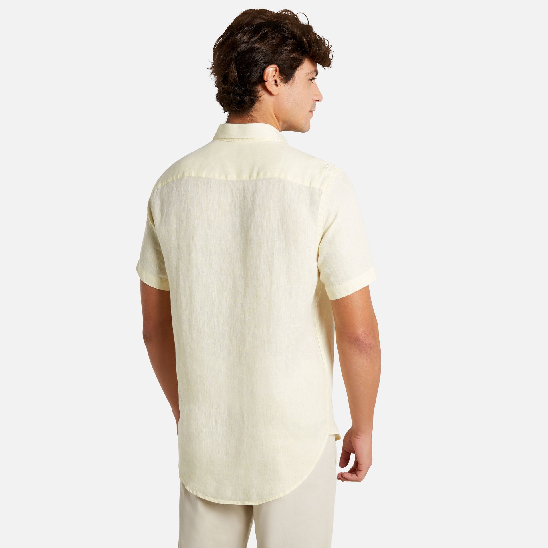 Camisa Linho Manga Curta Amarela
