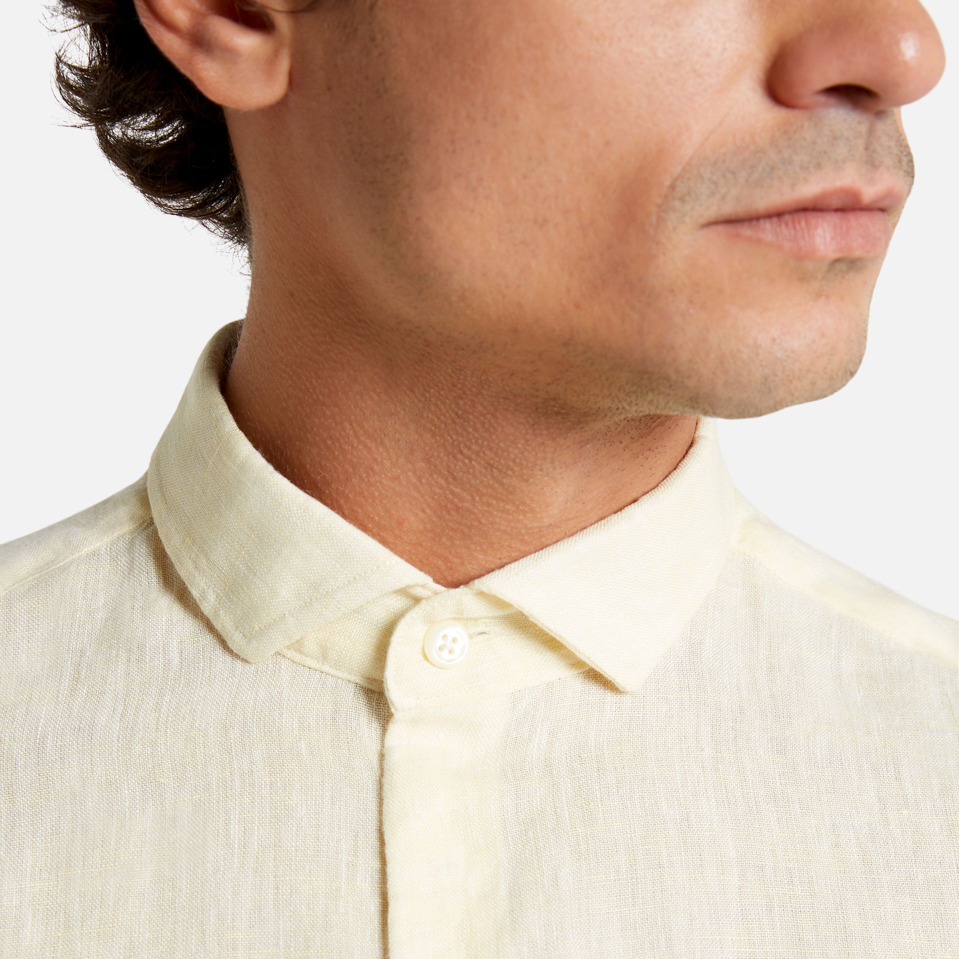 Camisa Linho Manga Curta Amarela