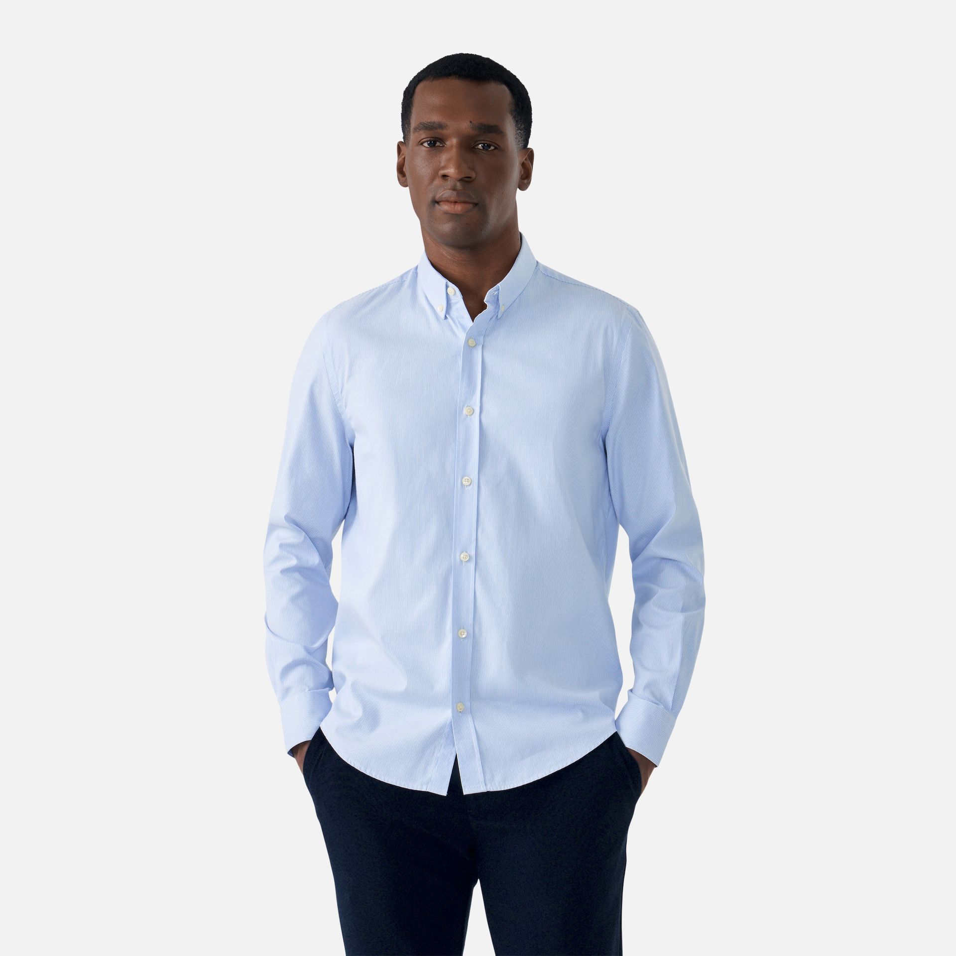 Camisa Oxford Branca e Azul