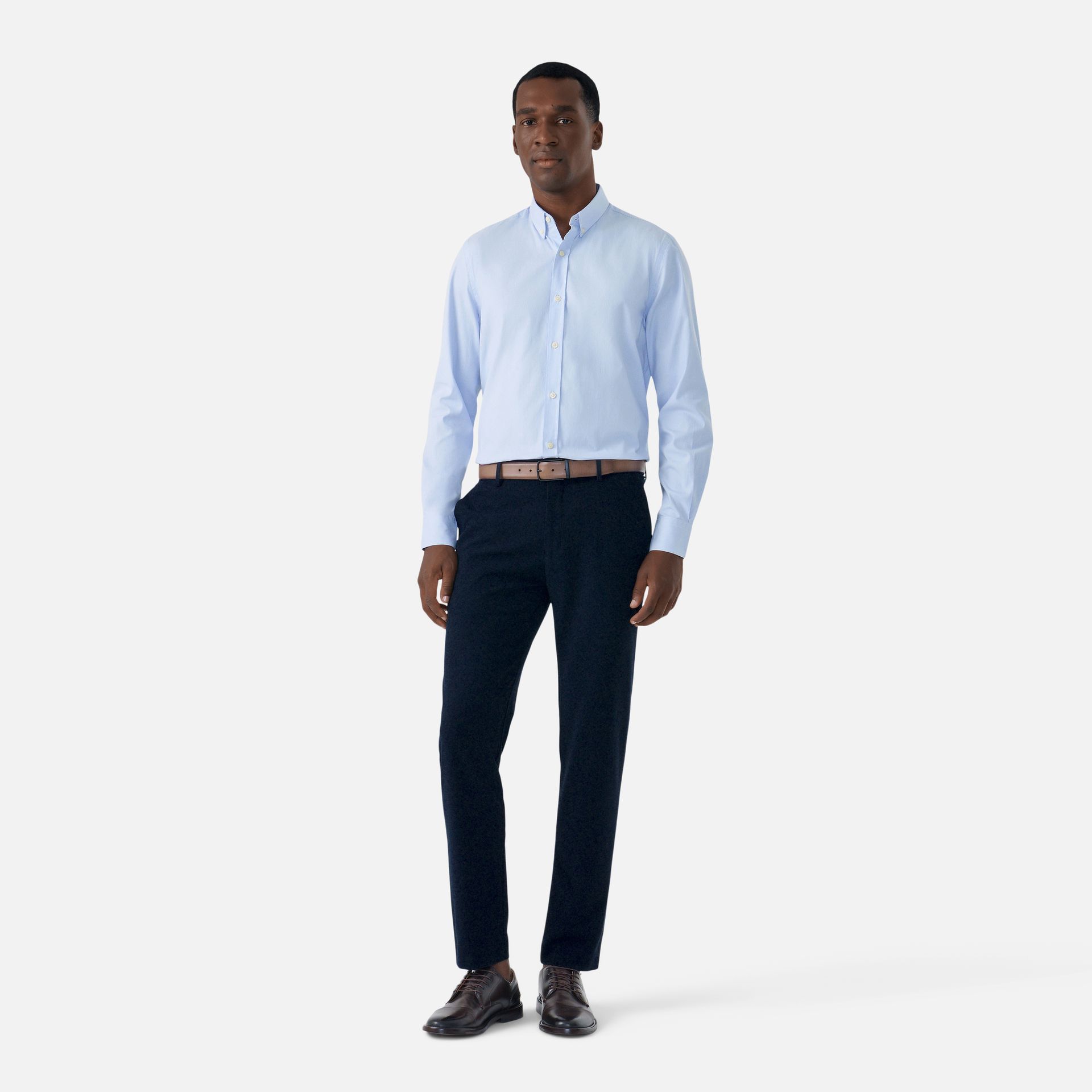 Camisa Oxford Branca e Azul