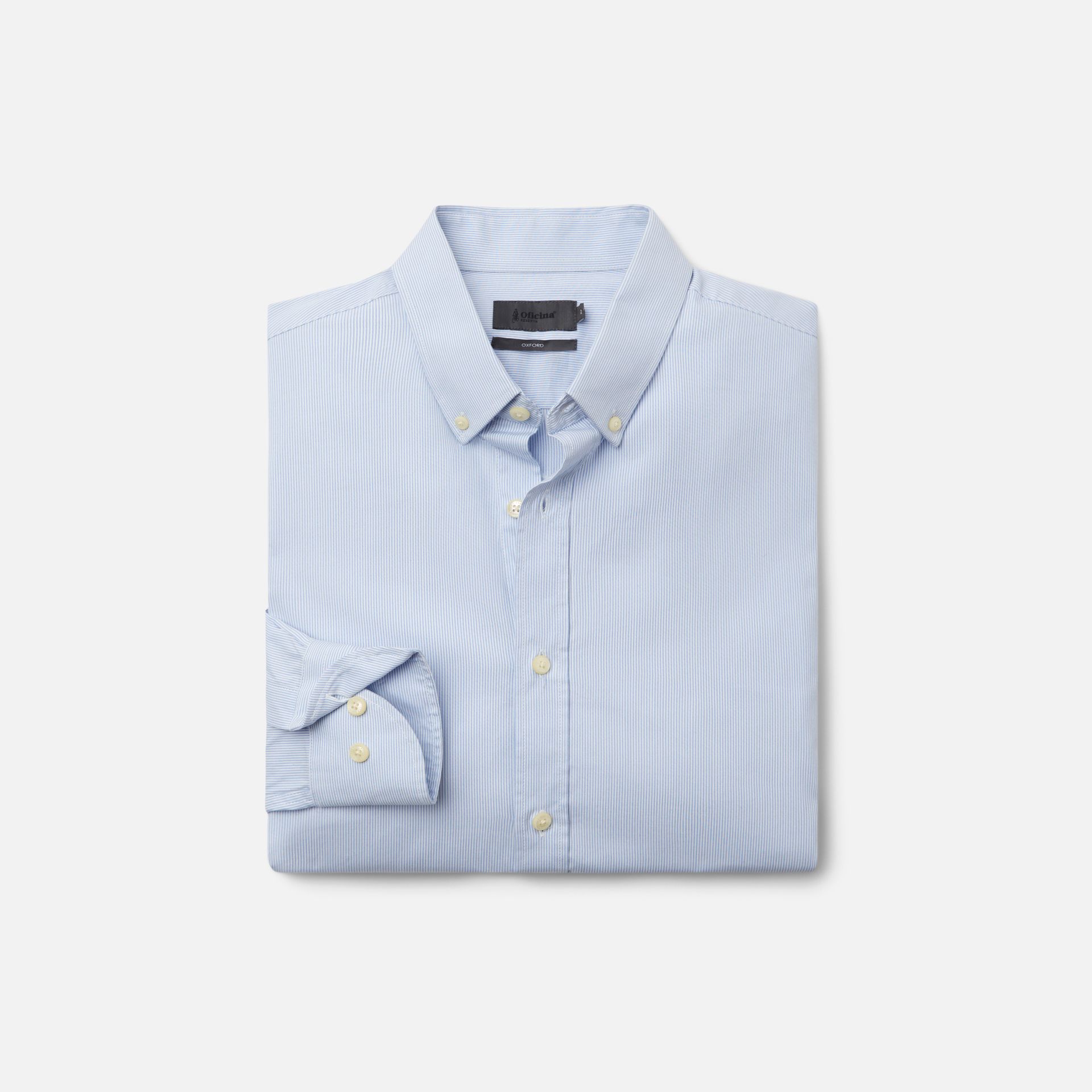 Camisa Oxford Branca e Azul