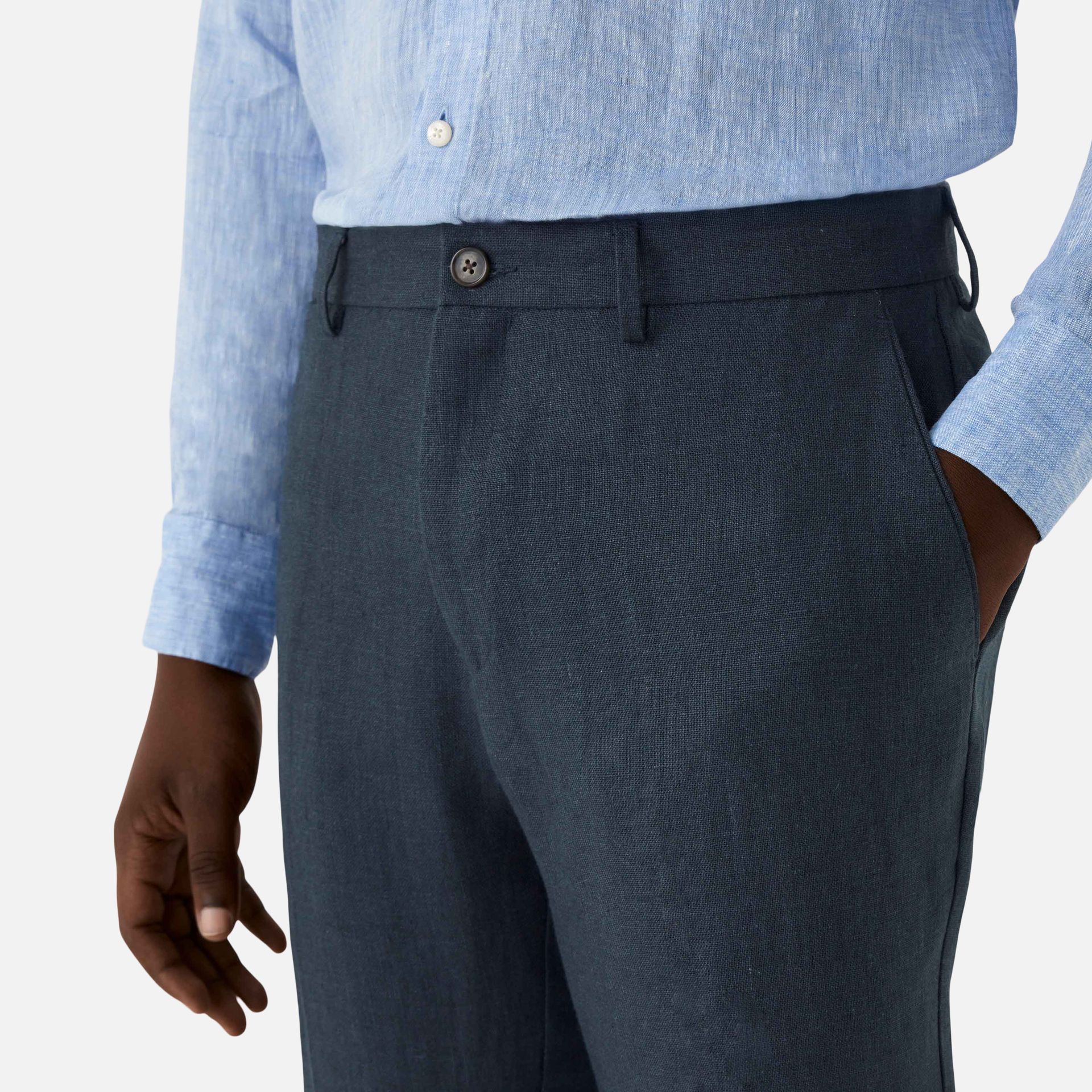 Calça Linho Tailoring Azul Marinho