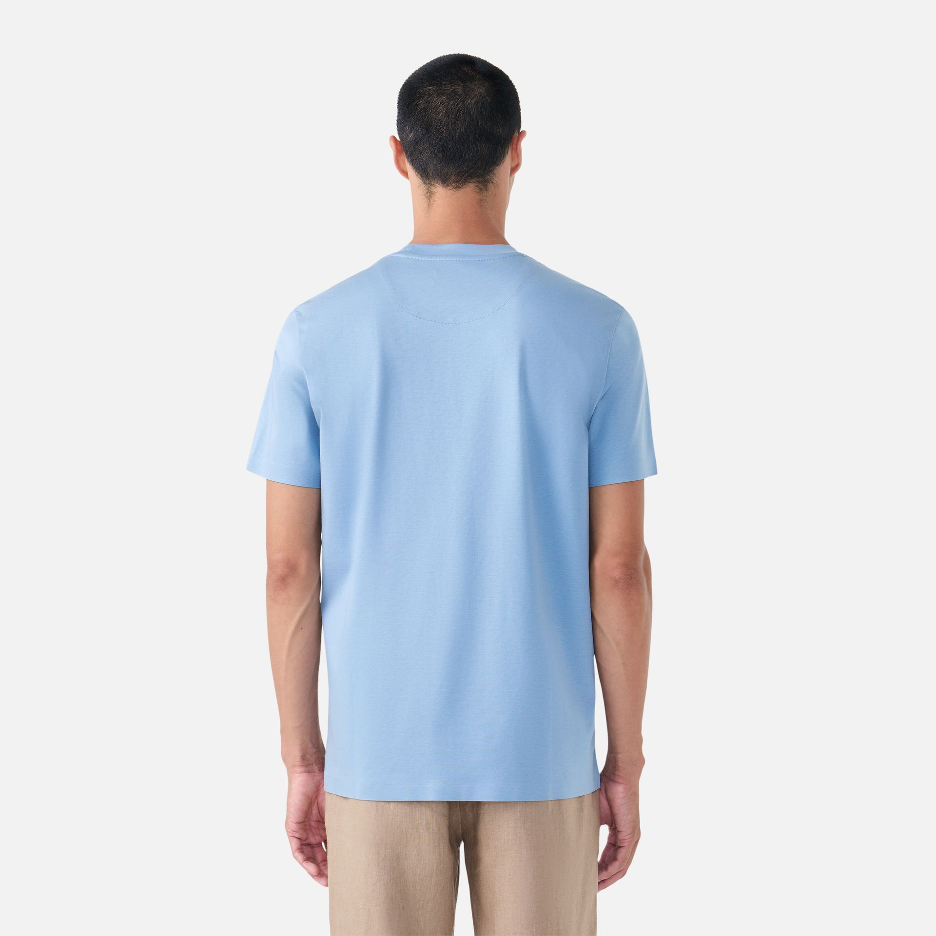 Camiseta Algodão Seda Azul Media 4