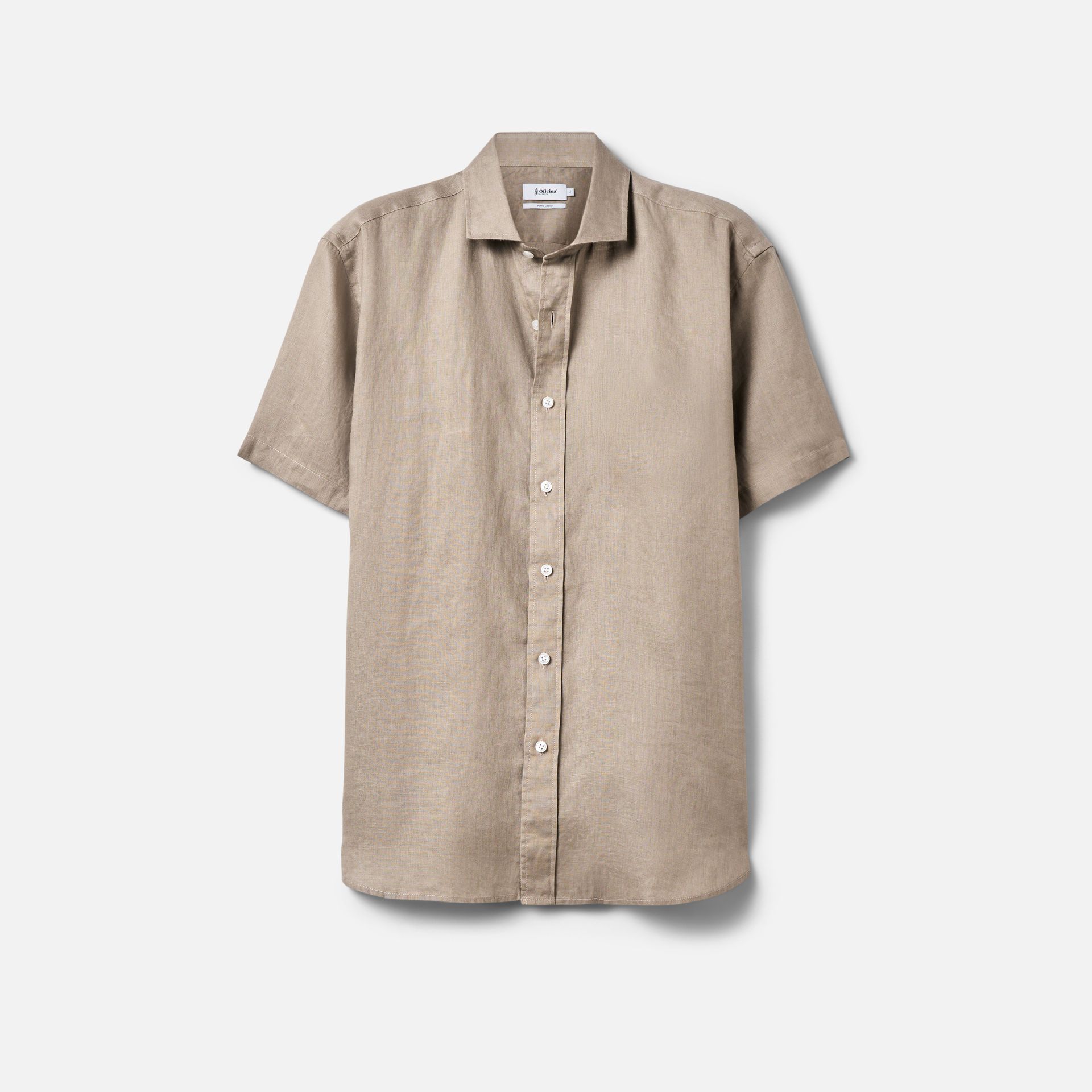 Camisa Linho Summer Manga Curta Tabaco
