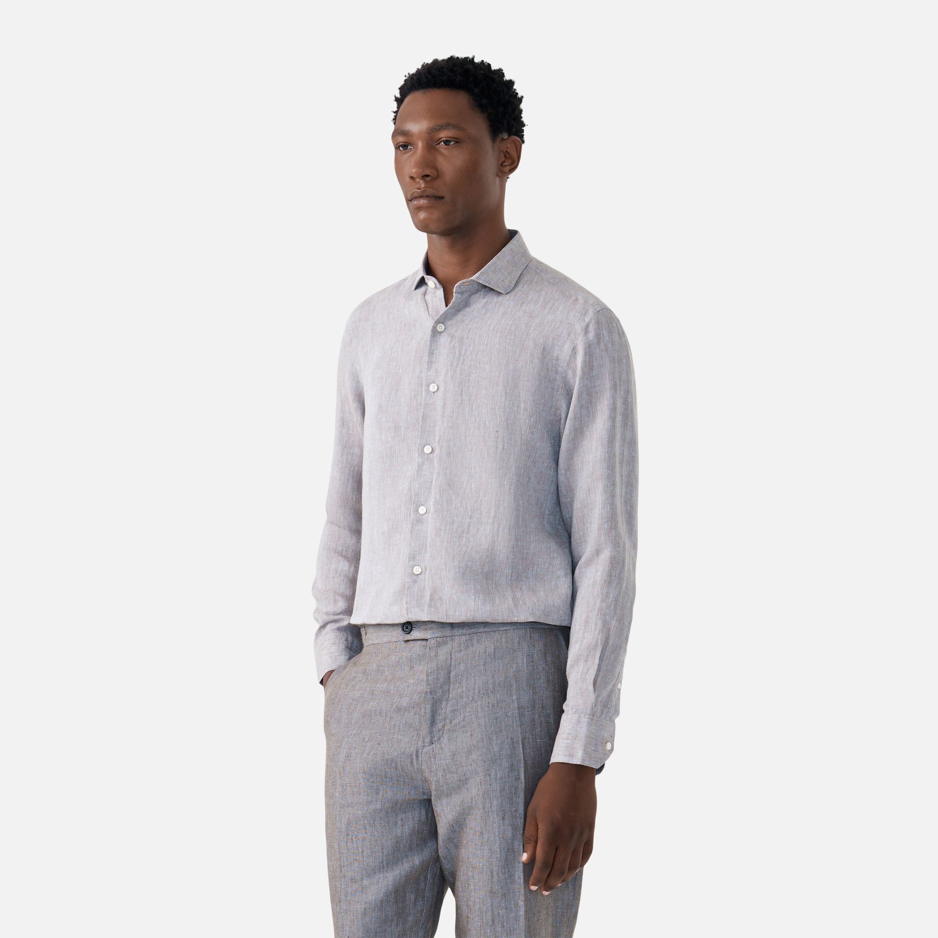 Camisa Linho Gris
