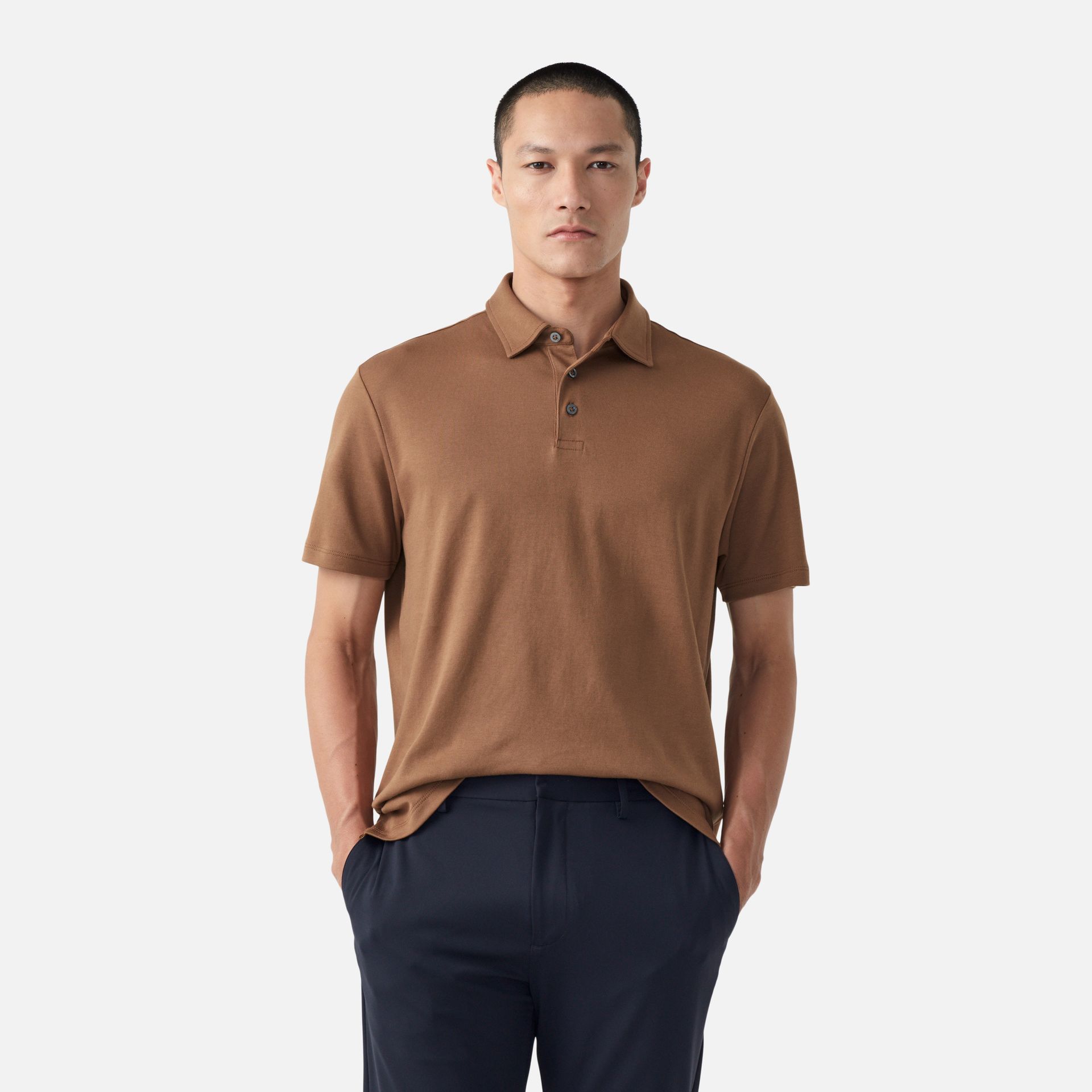 Polo Pima Malha Premium Castanho