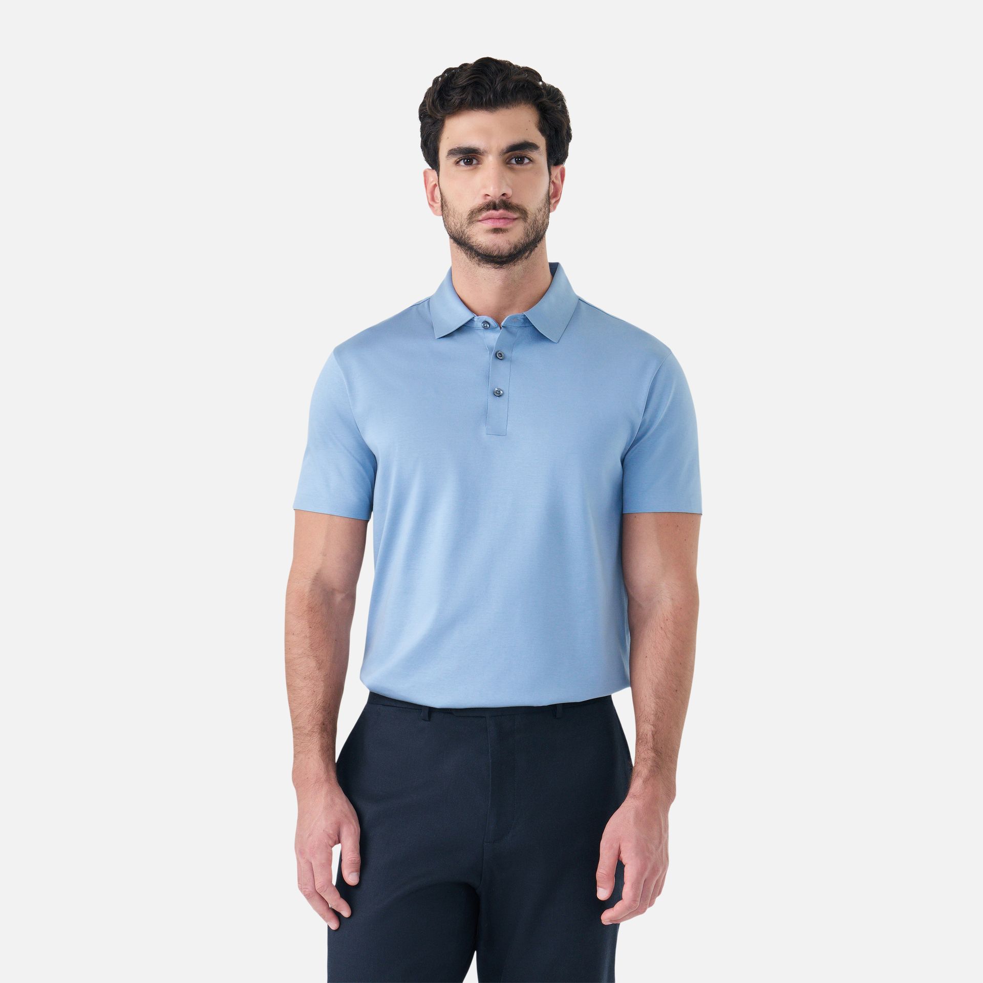 Polo Algodão Seda Azul