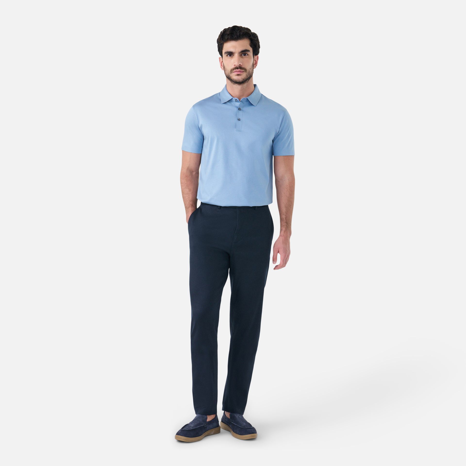 Polo Algodão Seda Azul