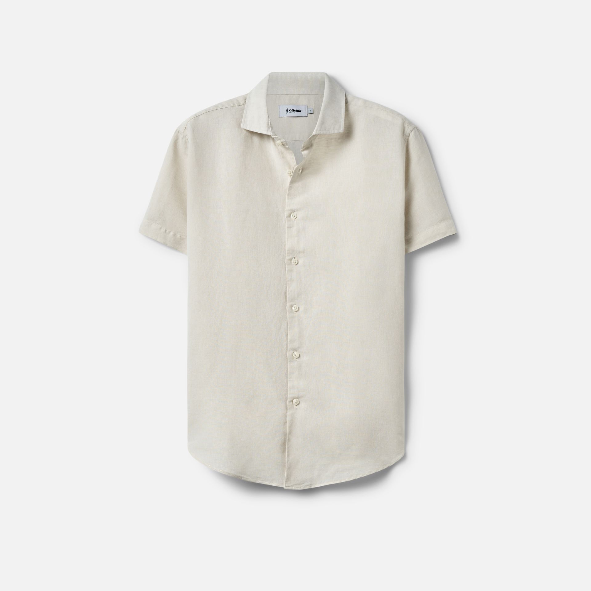 Camisa Algodão Linho Manga Curta Natural