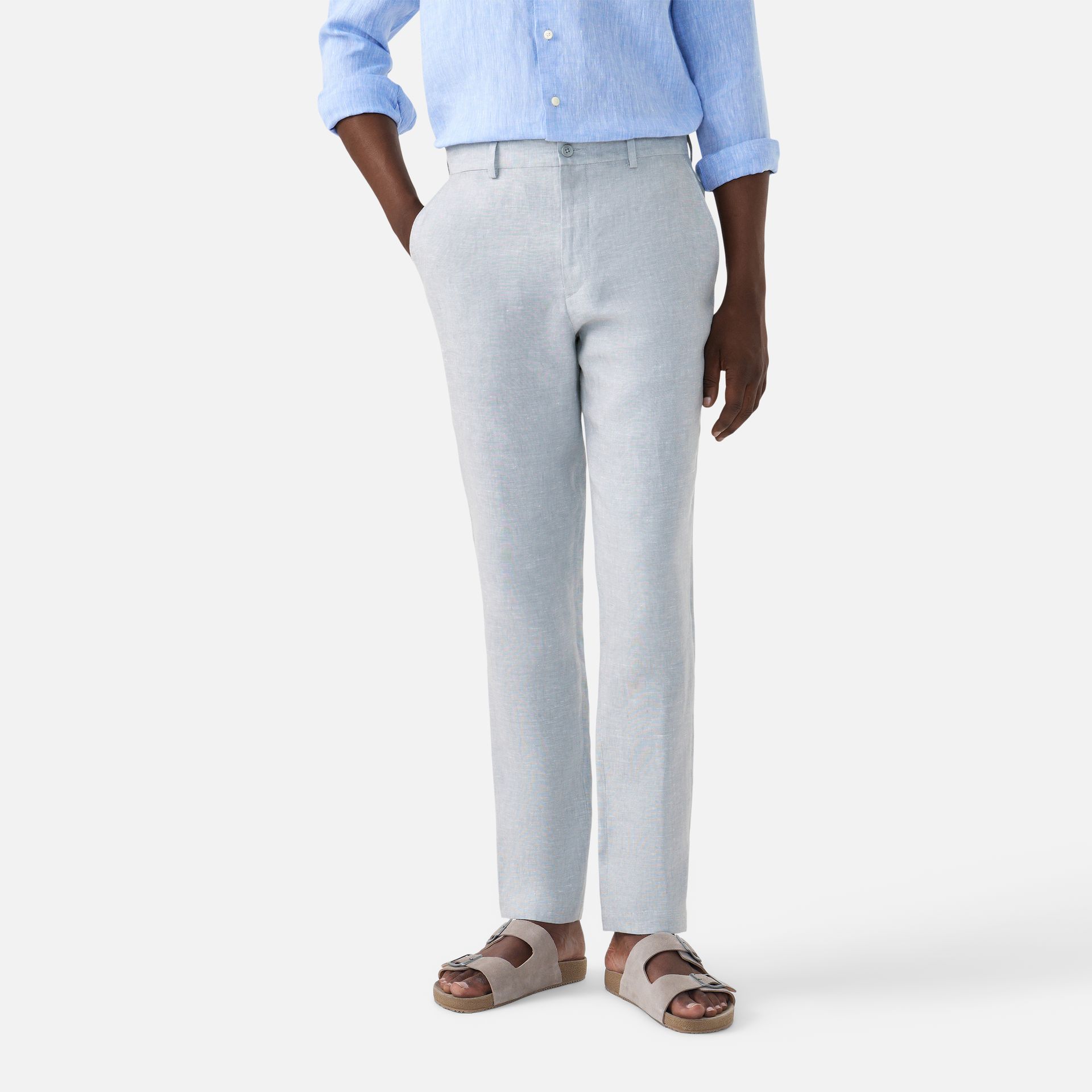 Calça Linho Italiano Cinza Media 1