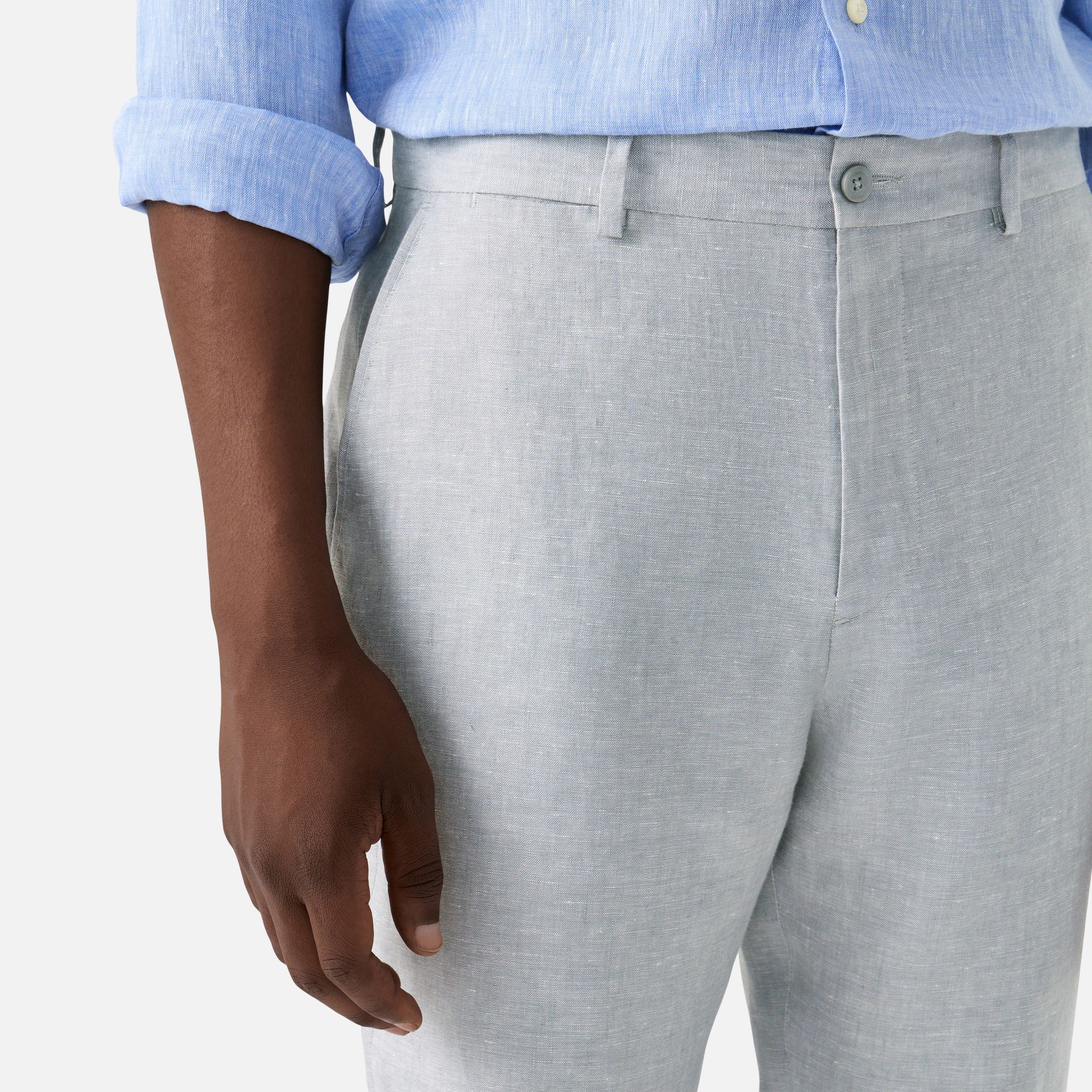 Calça Linho Italiano Cinza Media 2