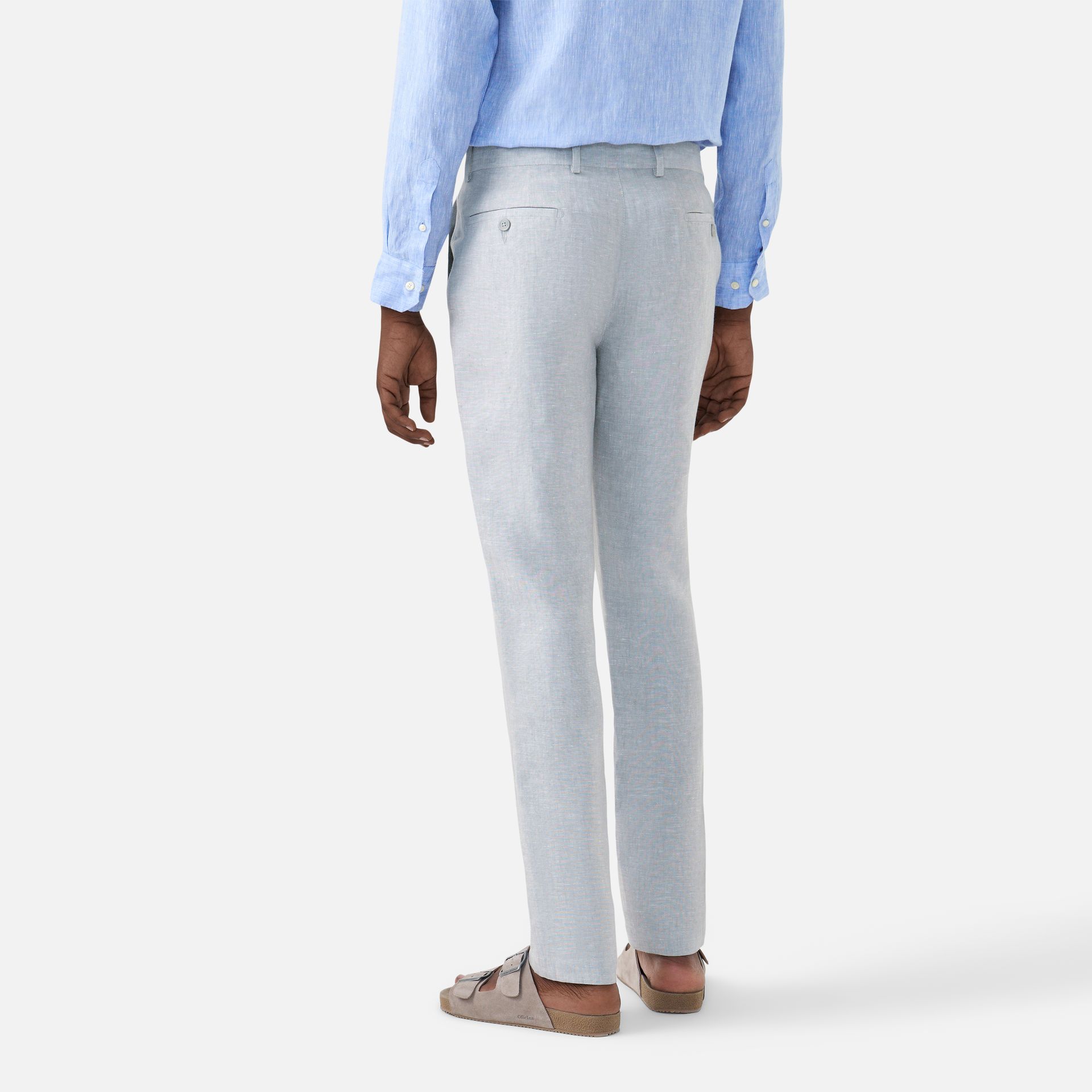 Calça Linho Italiano Cinza Media 4