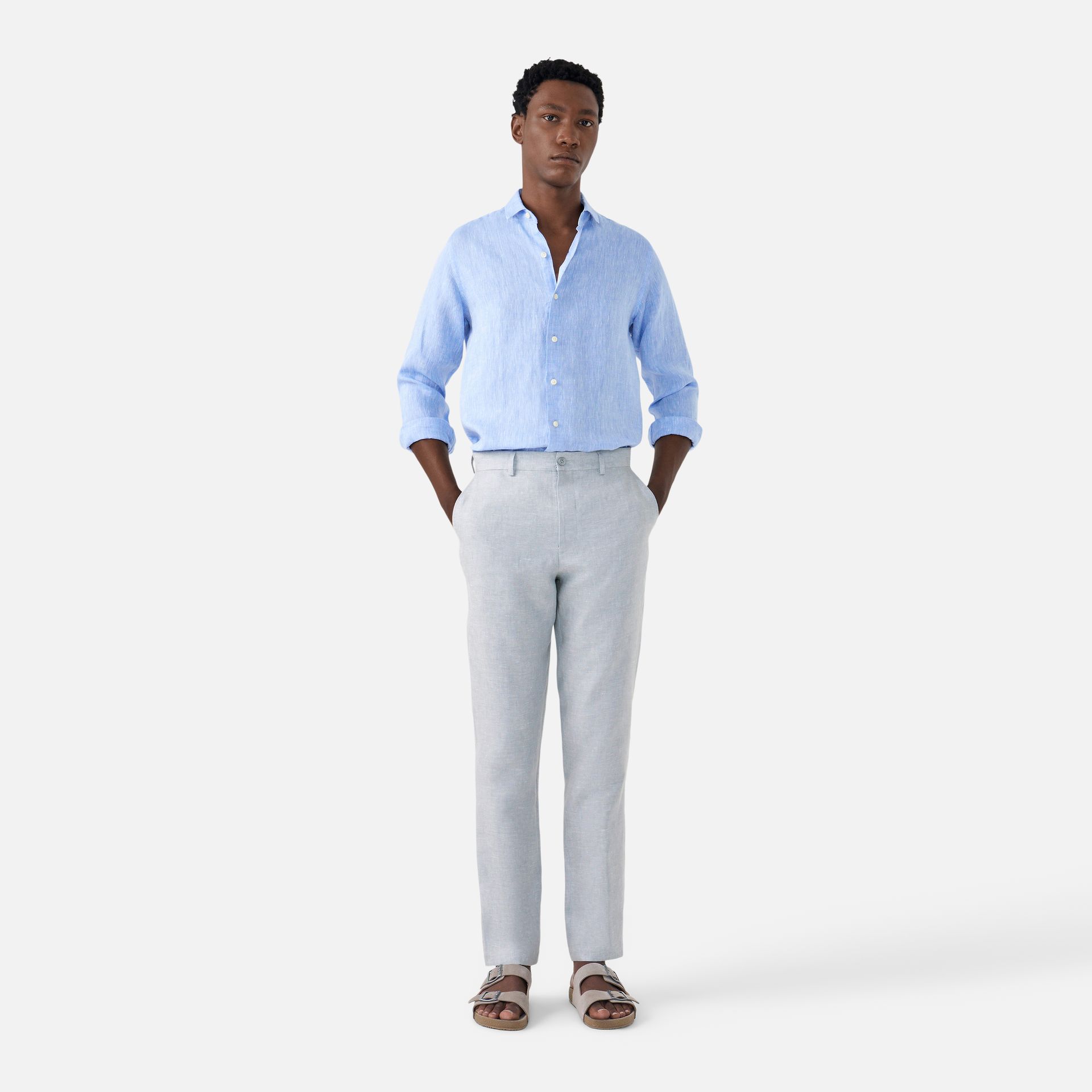 Calça Linho Italiano Cinza Media 5