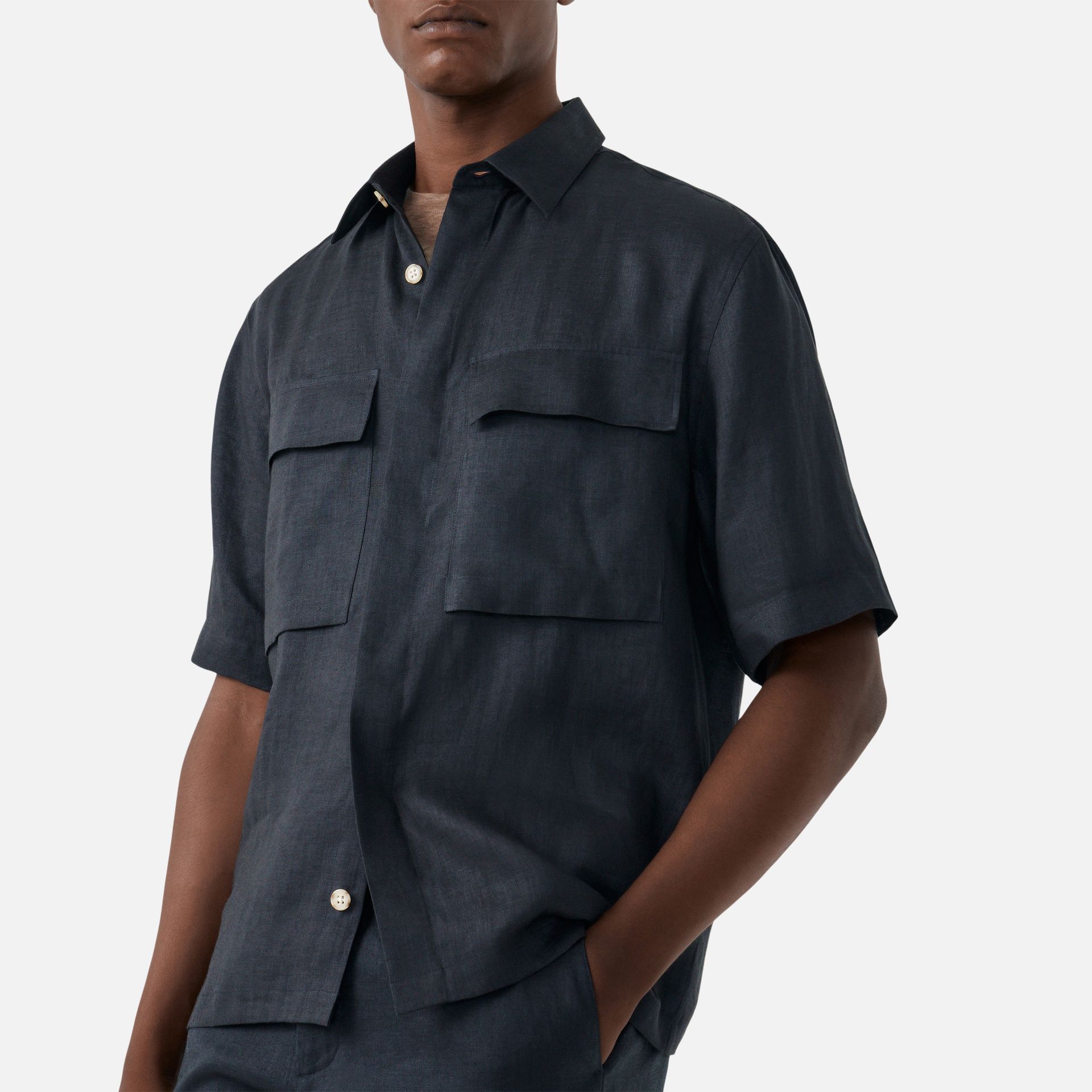 Camisa Santorini Manga Curta Preta