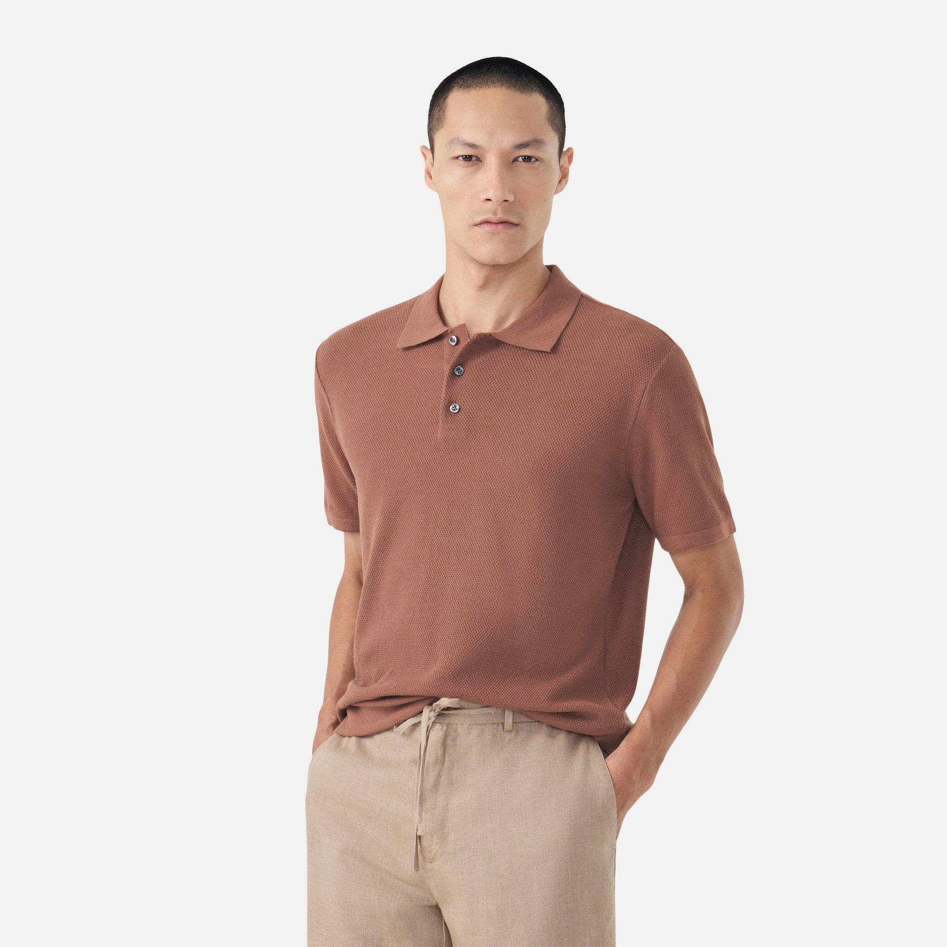 Polo Tricot Pinpoint Canela