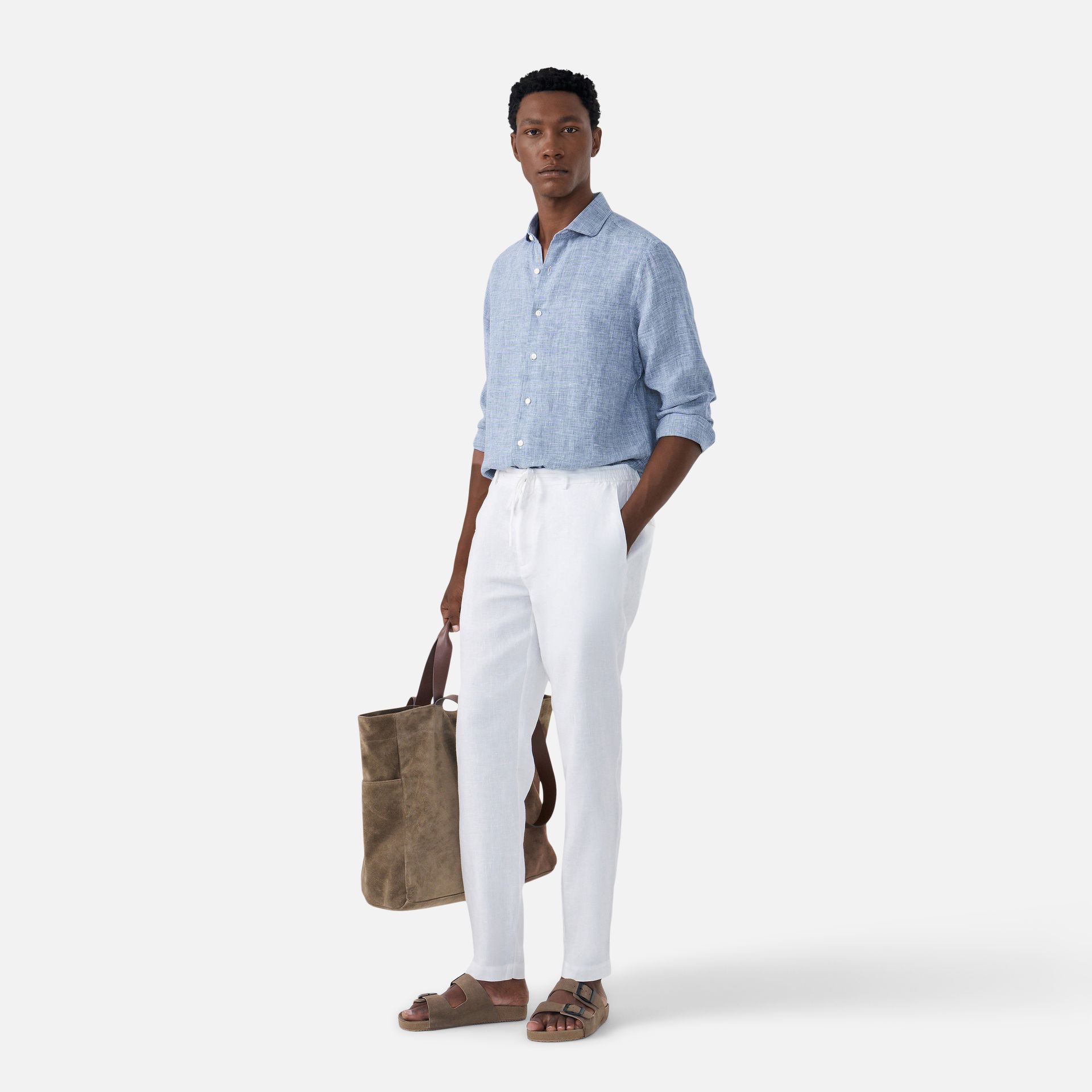 Calça Cânhamo Santorini Off White Media 5