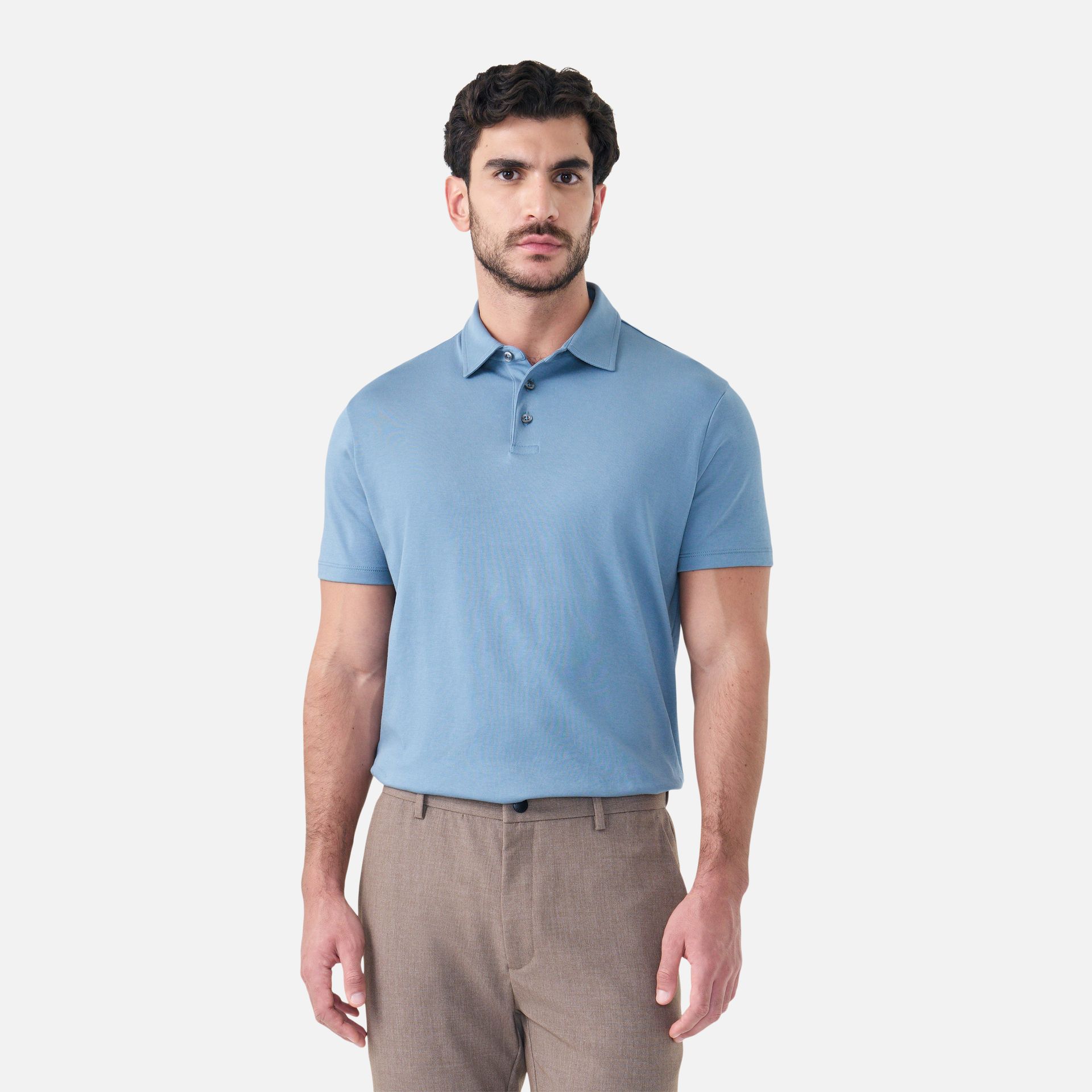 Polo Pima Malha Premium Azul