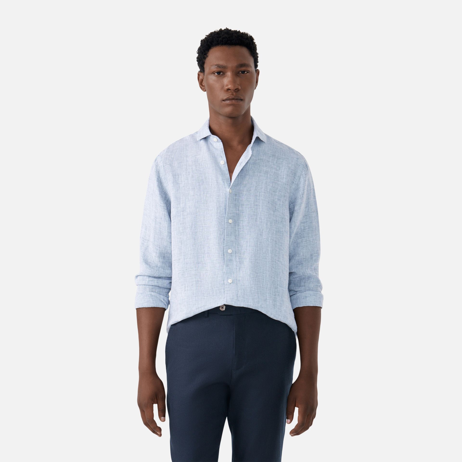 Camisa Linho Azul Marinho