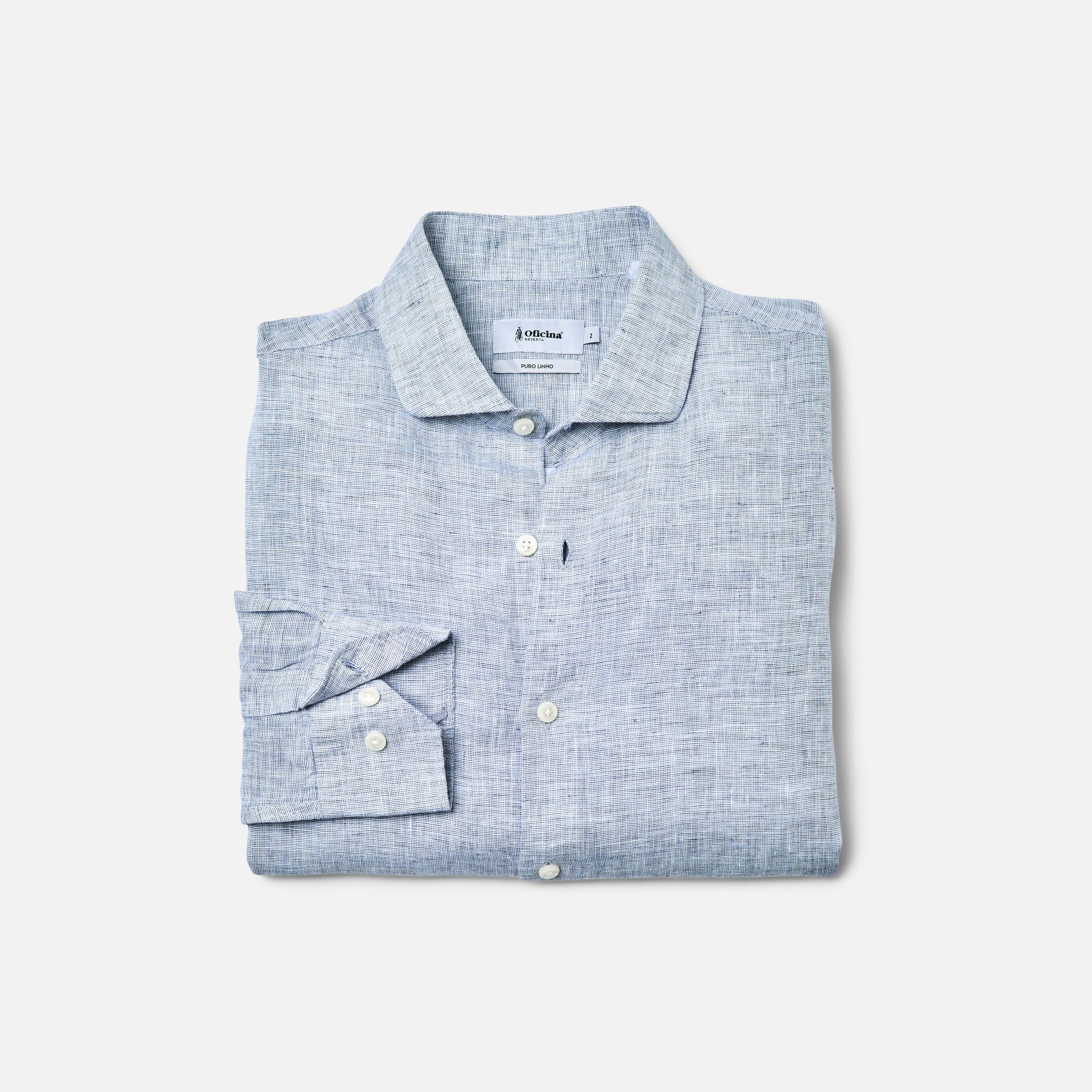 Camisa Linho Azul Marinho