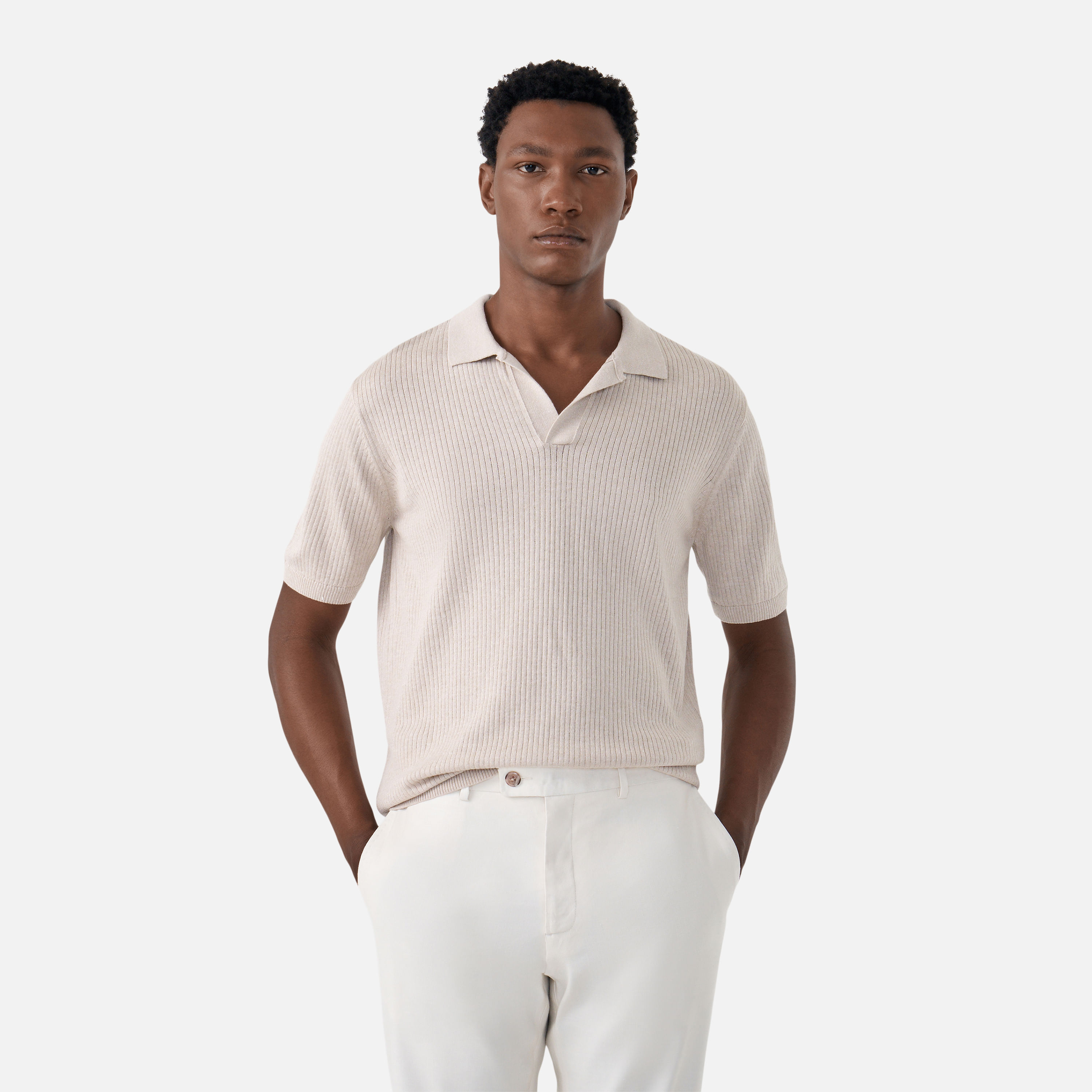 Polo Tricot Enseada Khaki Masculino
