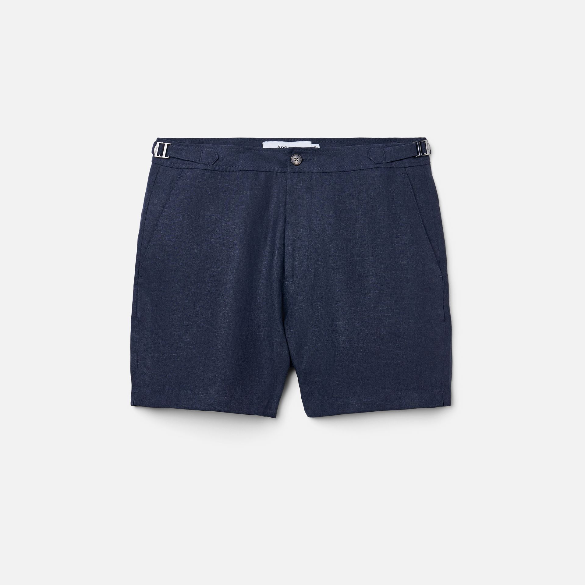 Short Capri Linho Azul Marinho