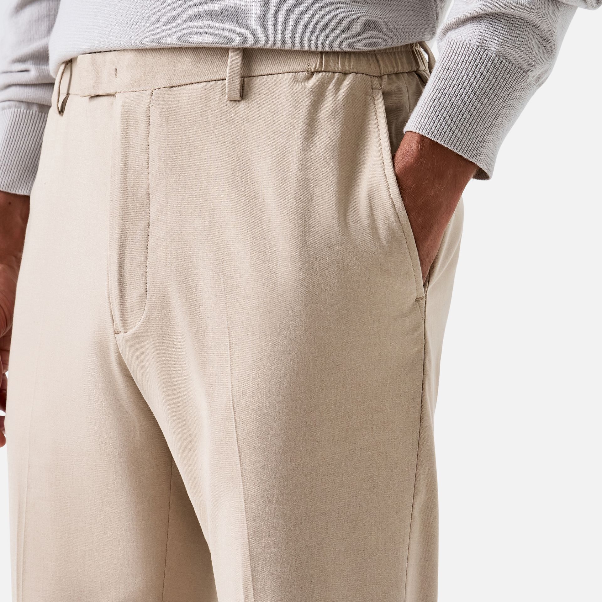 Calça Elástico Lã Khaki Media 2