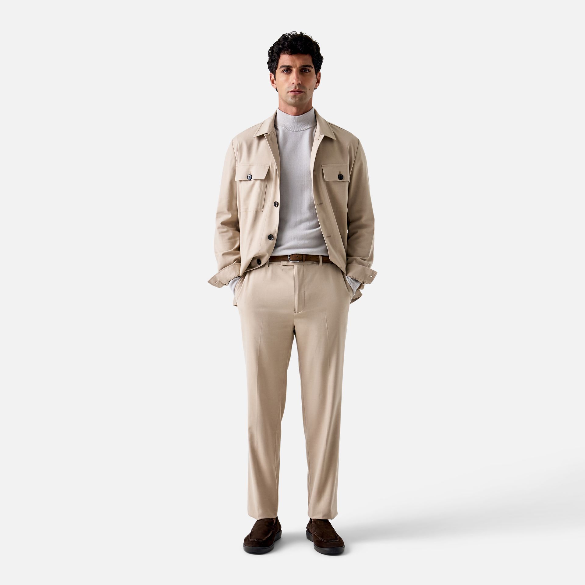 Calça Elástico Lã Khaki Media 5