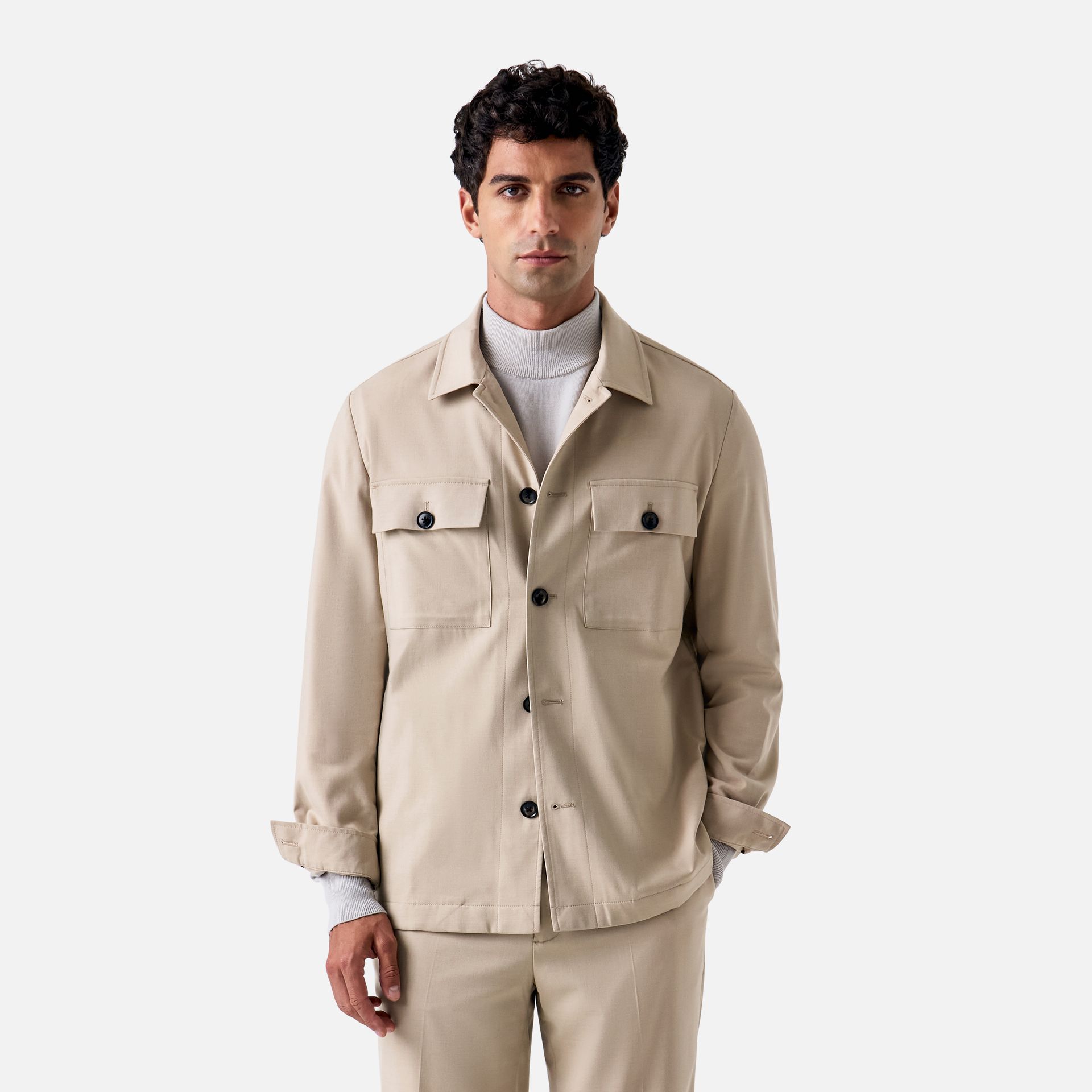 Overshirt Clássica Lã Khaki
