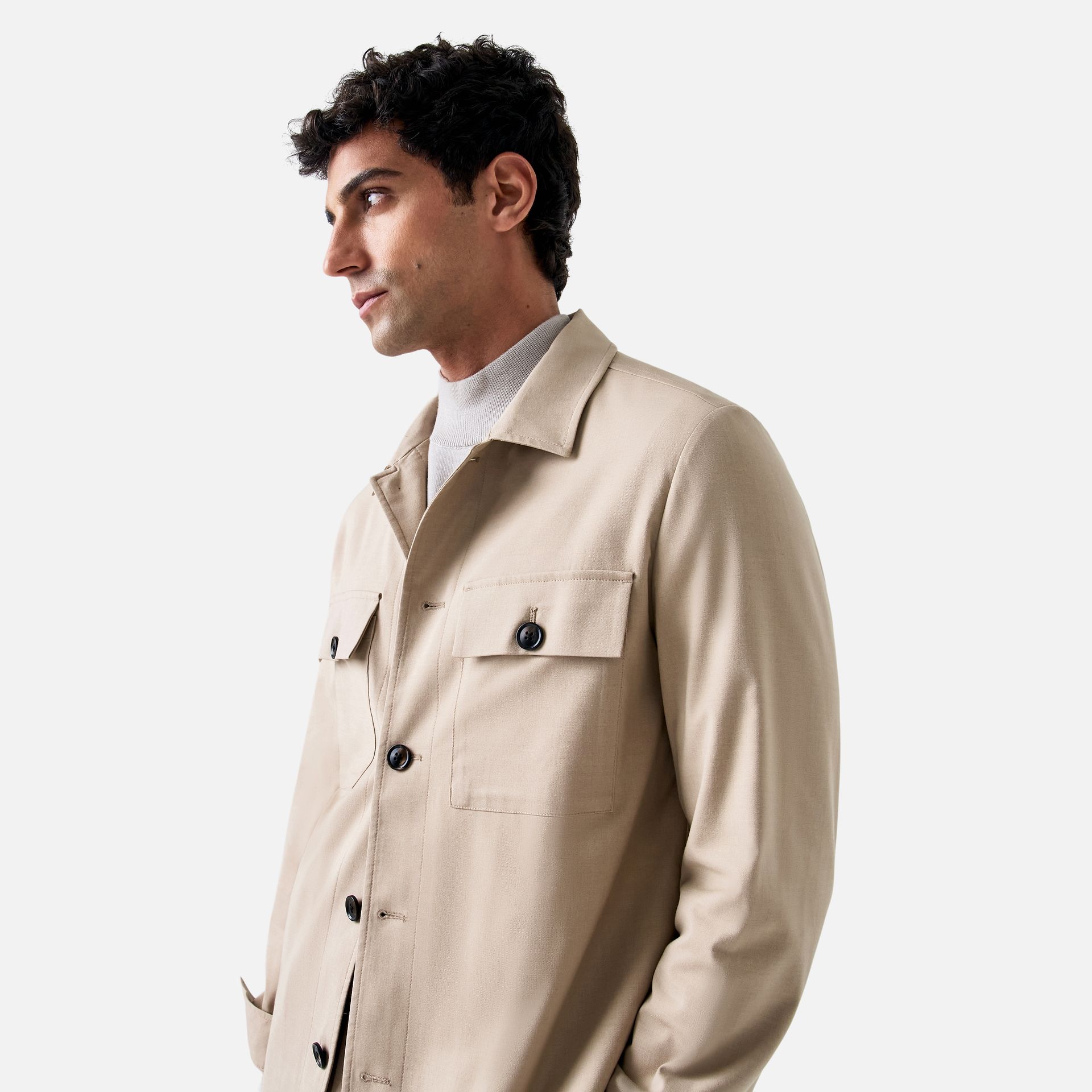 Overshirt Clássica Lã Khaki