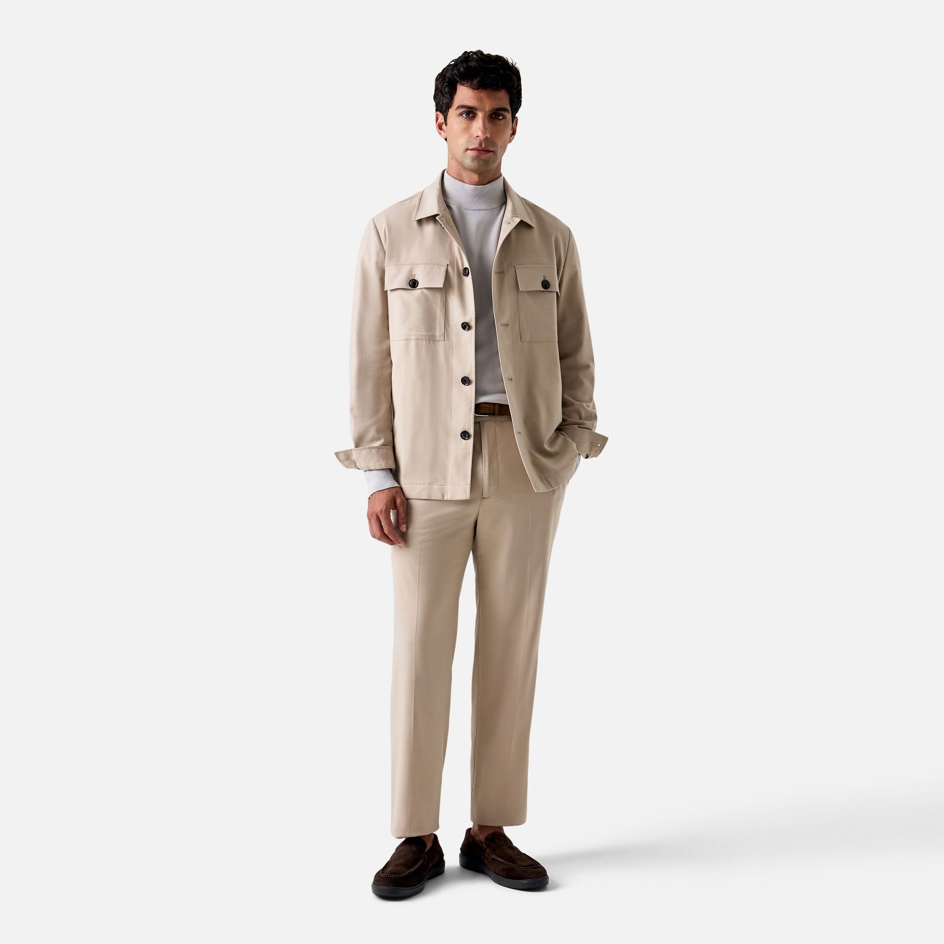 Overshirt Clássica Lã Khaki