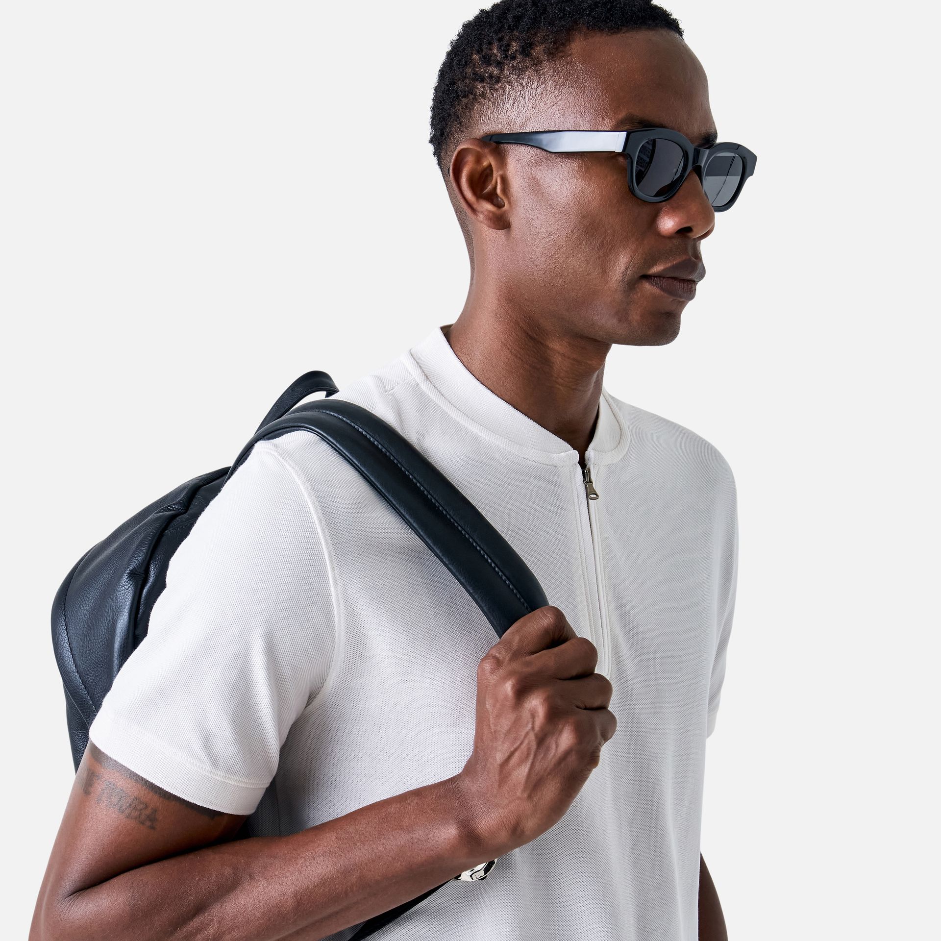 Polo Pima Piquet Zíper Off White Media 2