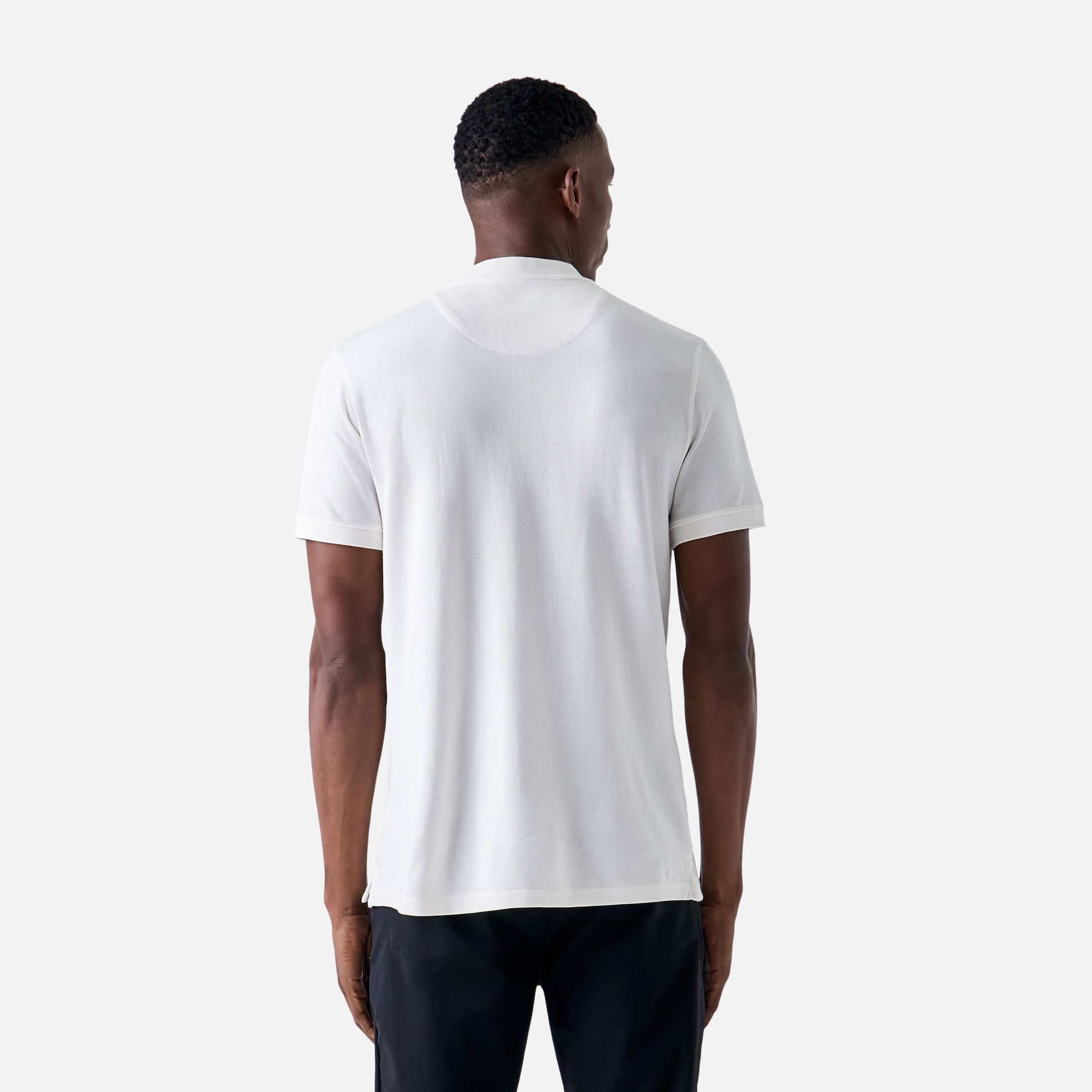 Polo Pima Piquet Zíper Off White