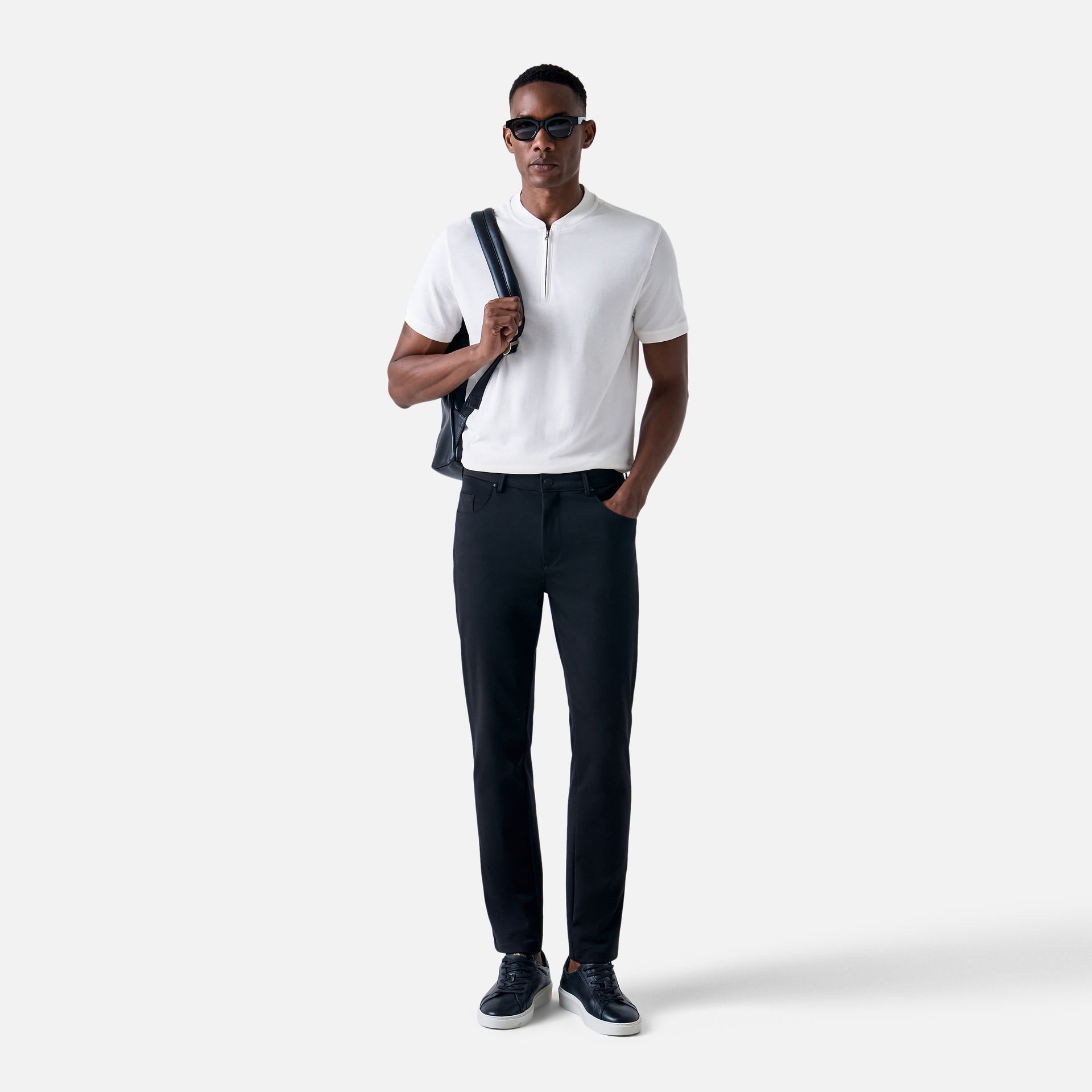 Polo Pima Piquet Zíper Off White