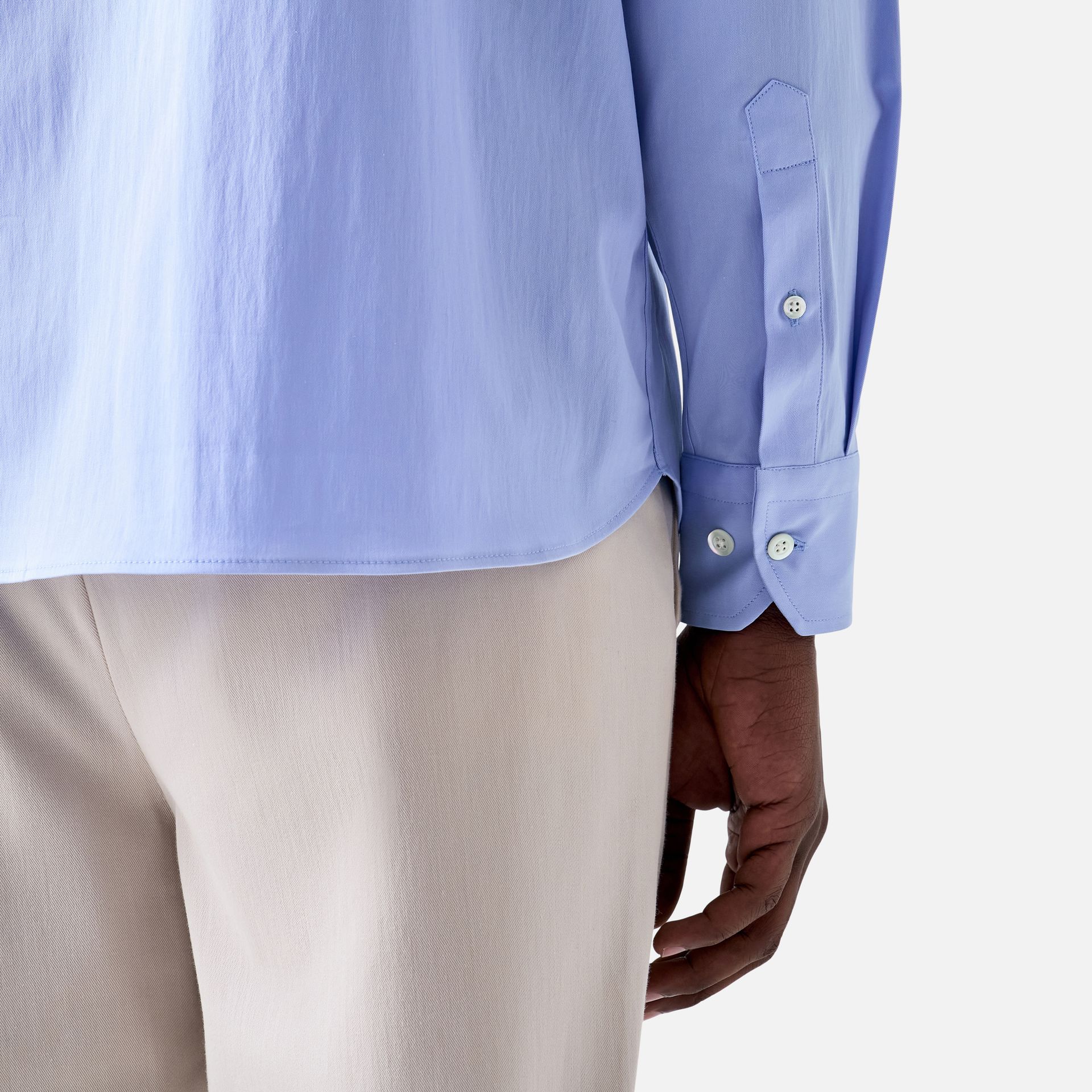 Camisa Gola Alta Manga Longa Azul Claro