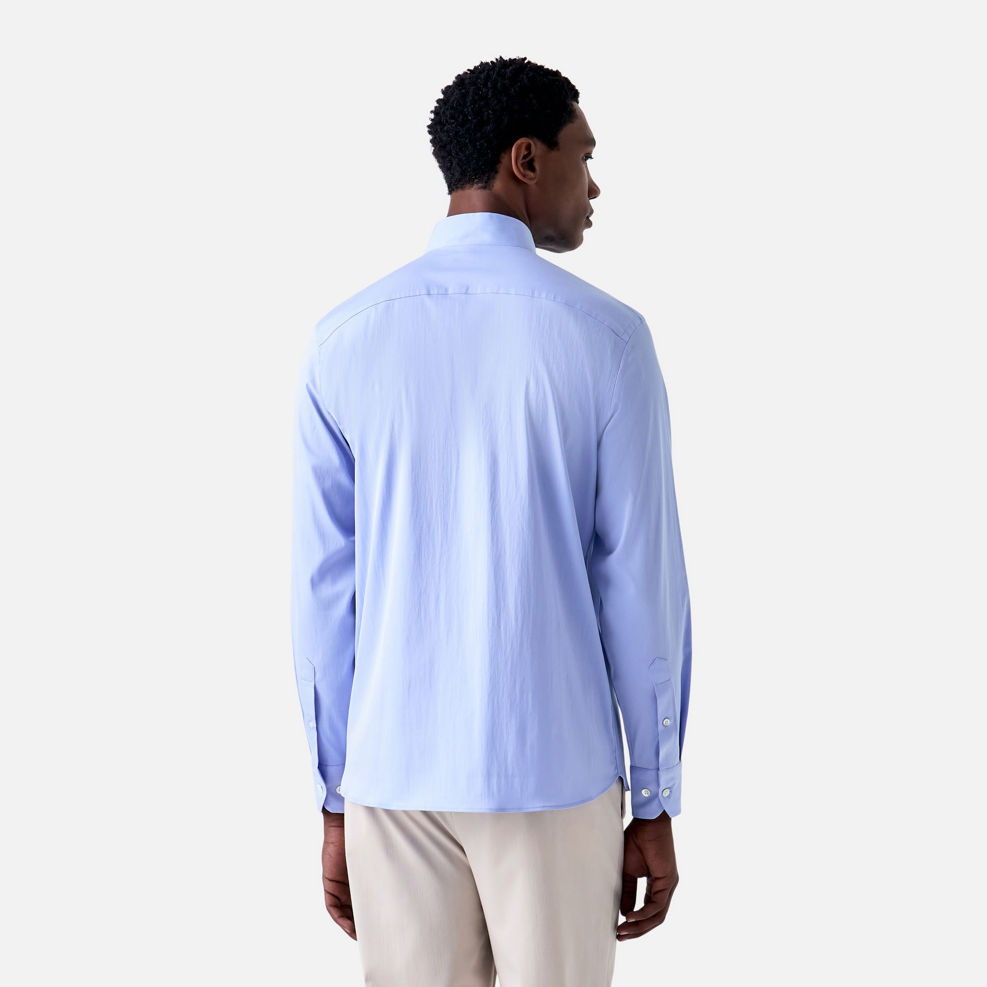 Camisa Gola Alta Manga Longa Azul Claro