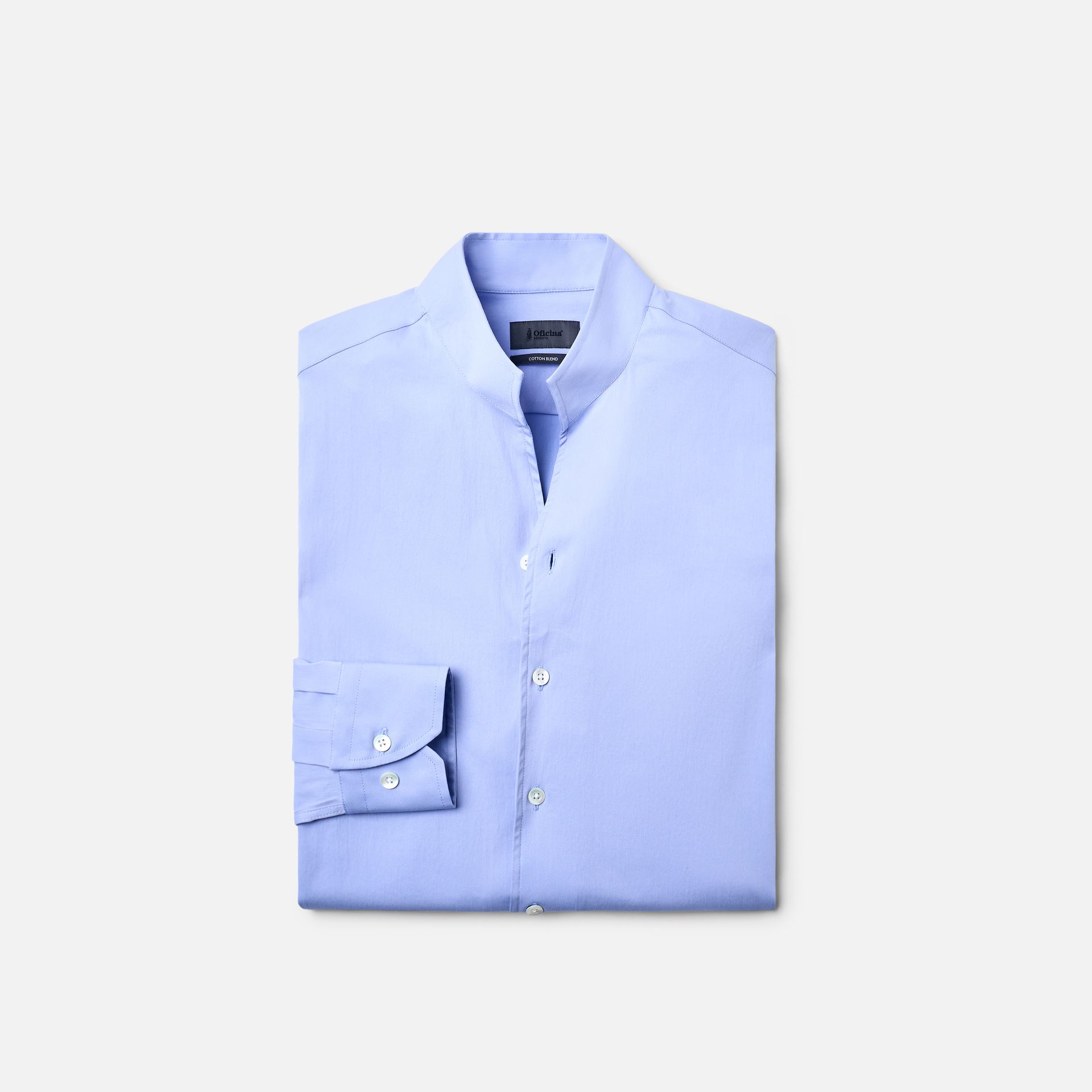 Camisa Gola Alta Manga Longa Azul Claro Media 6