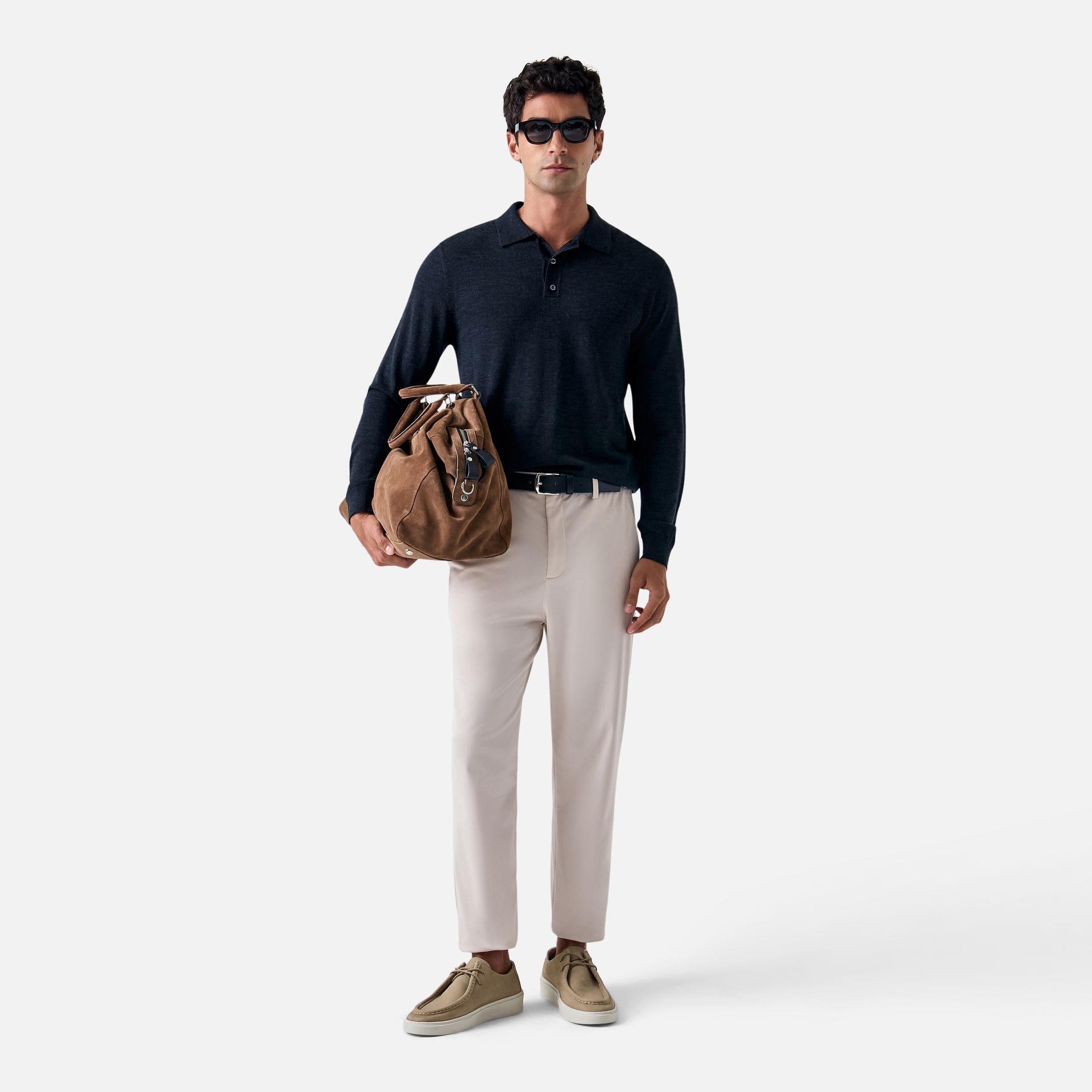 Polo Merino Clássica Manga Longa Off Black Media 5