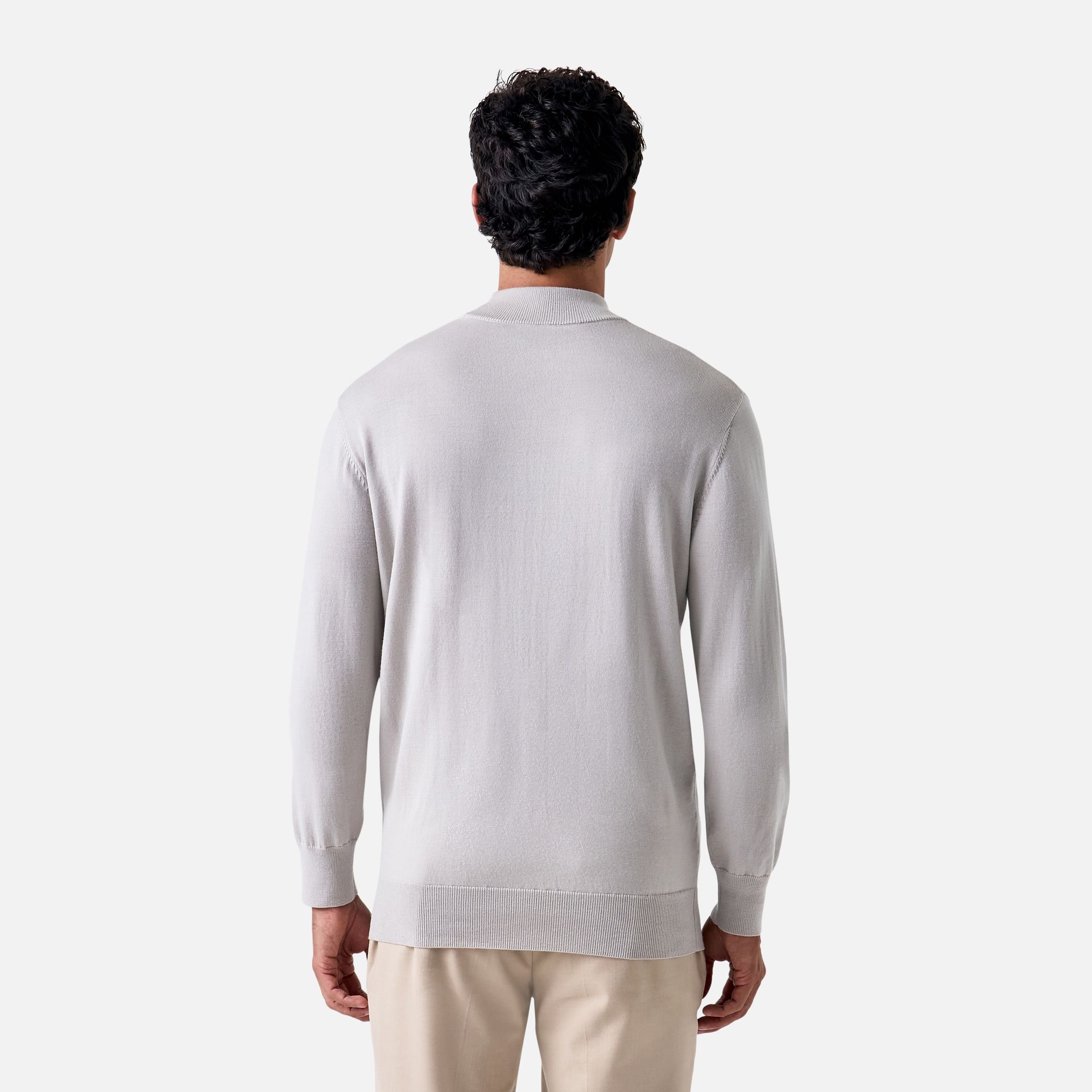 Suéter Merino Gola Alta Cinza Claro