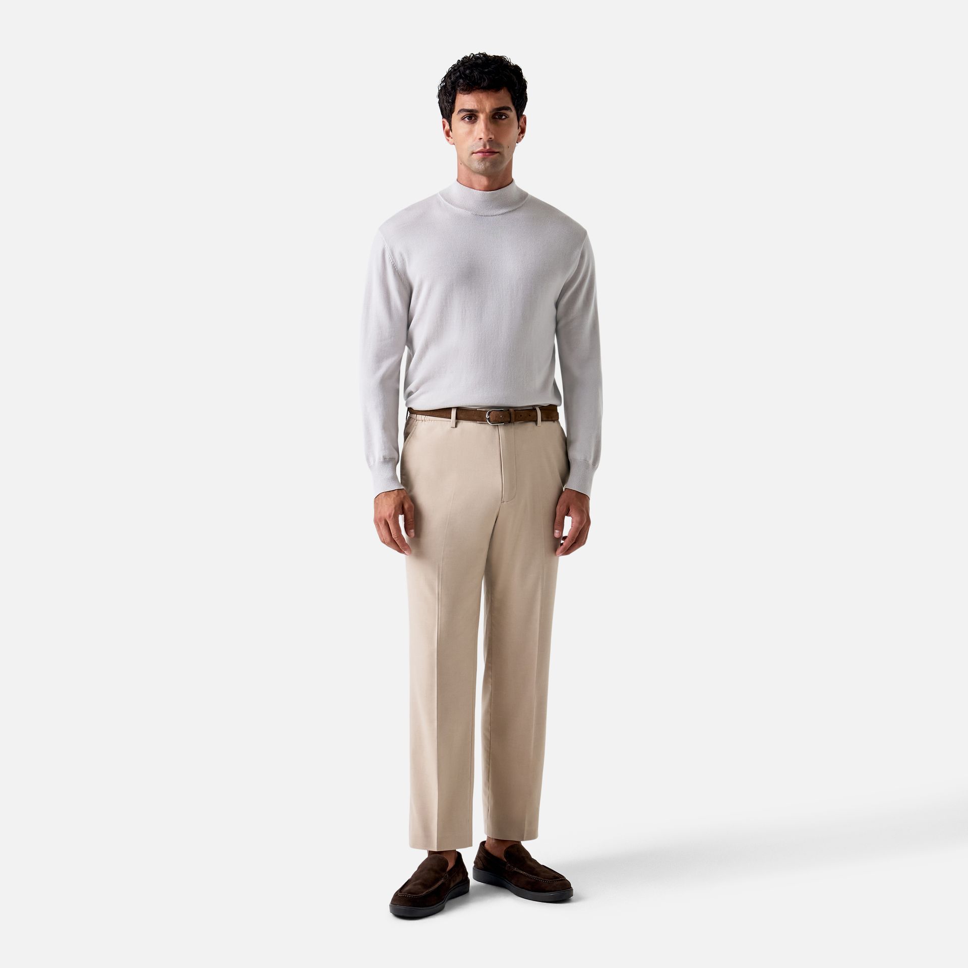 Suéter Merino Gola Alta Cinza Claro Media 5