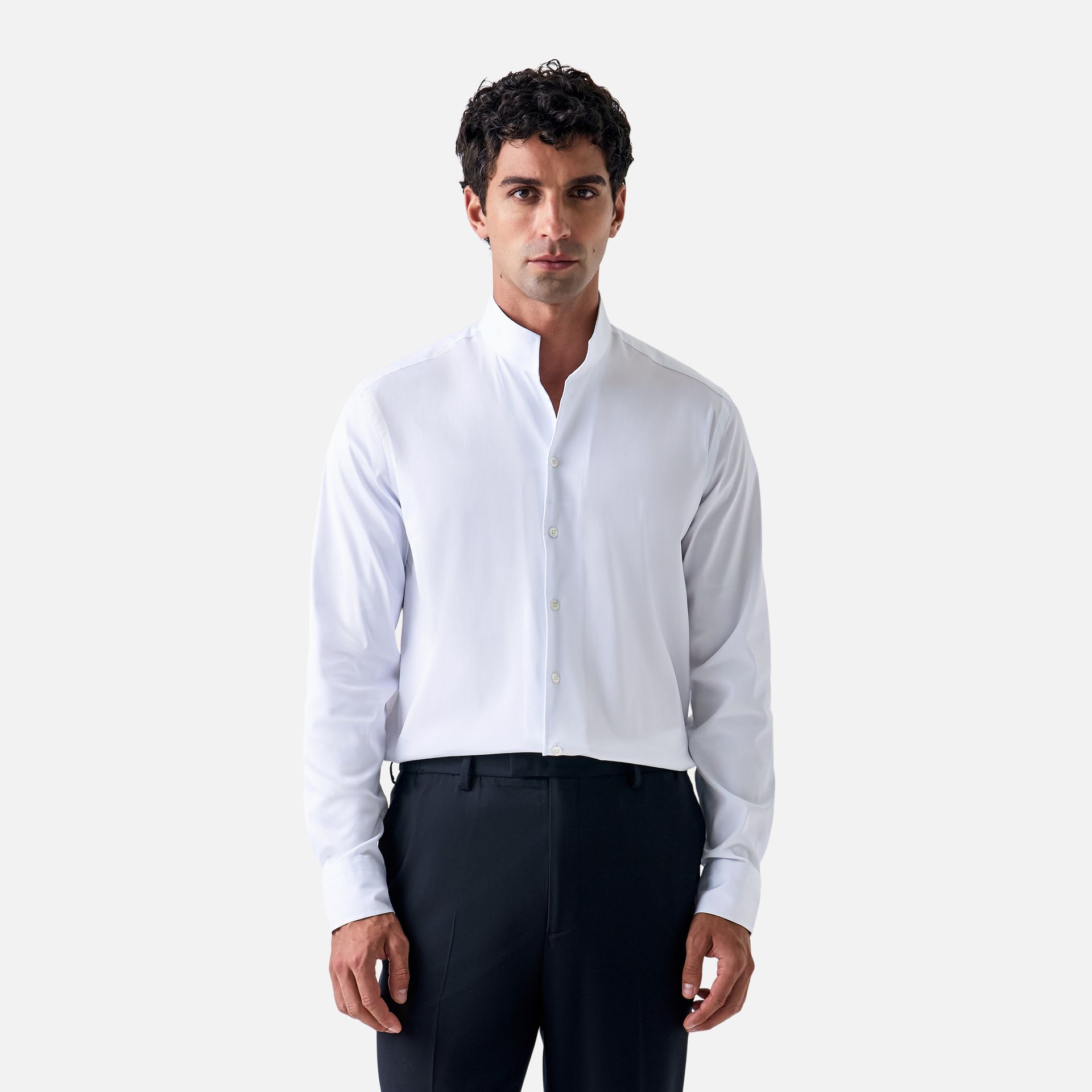 Camisa Gola Alta Manga Longa Branca