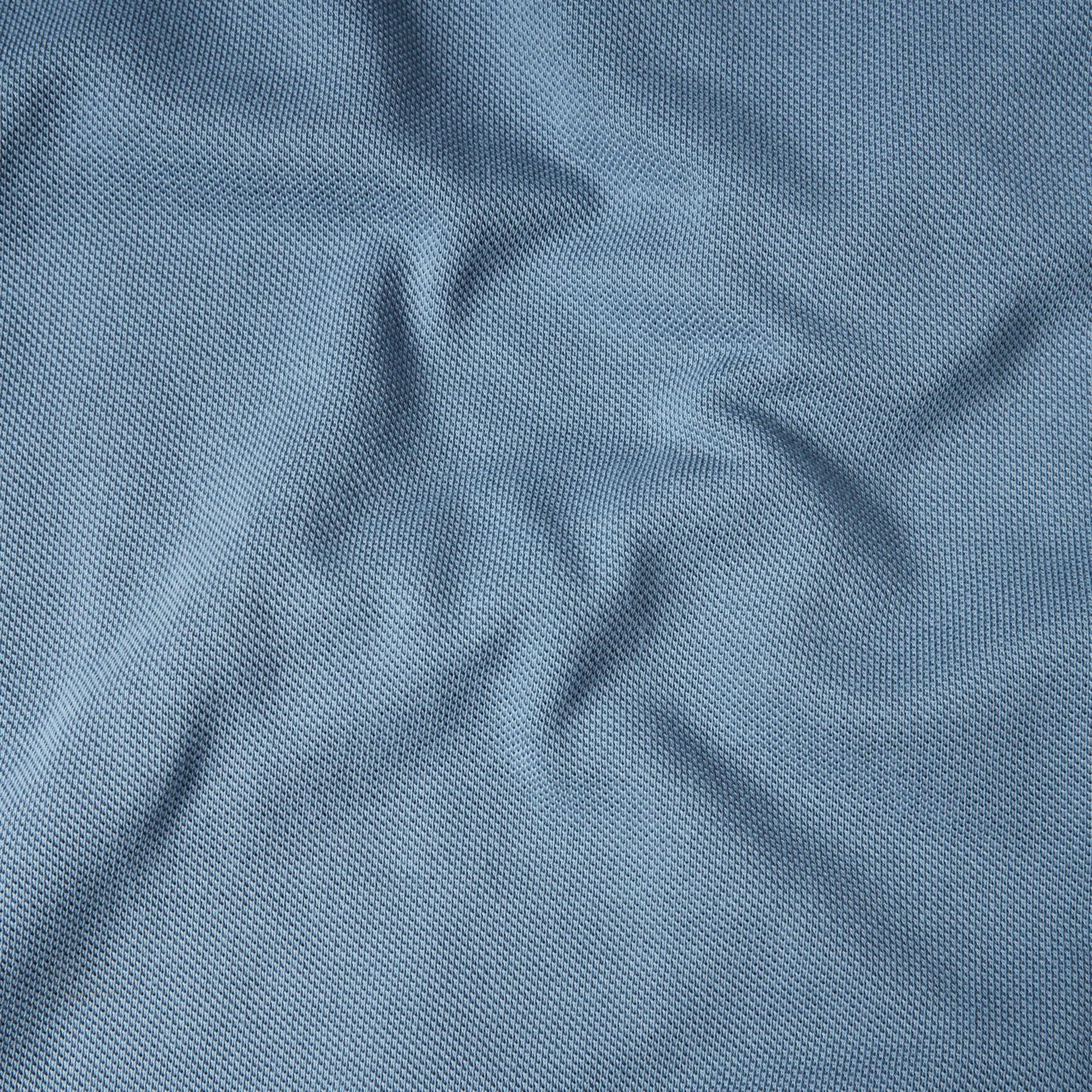 Polo Pima Piquet Zíper Azul