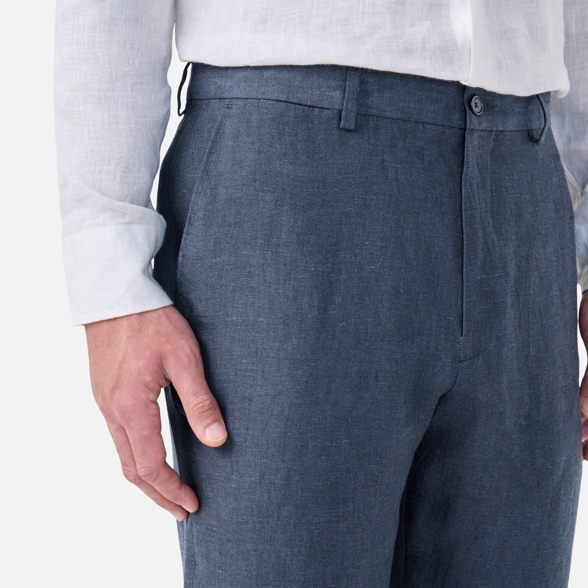 Calça Linho Italiano Azul Marinho Media 2