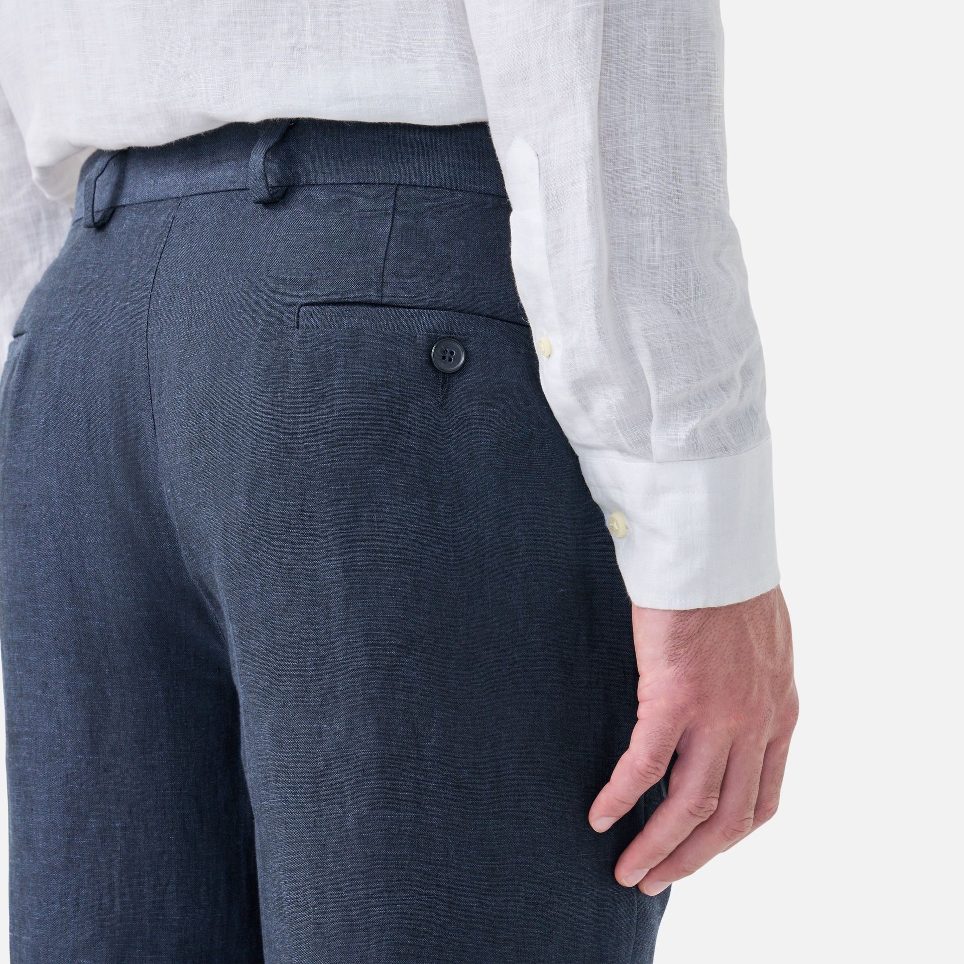 Calça Linho Italiano Azul Marinho Media 3