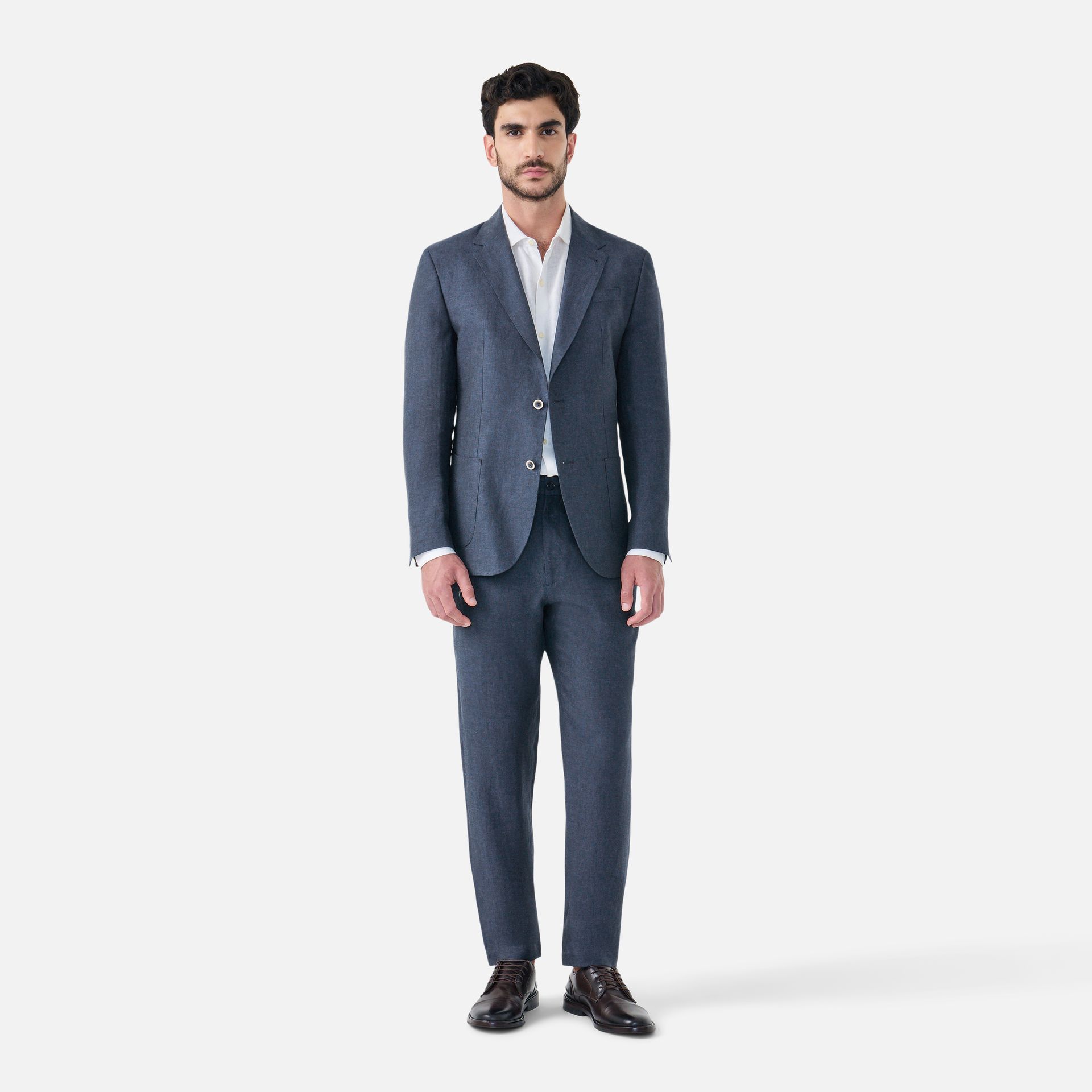 Calça Linho Italiano Azul Marinho Media 5