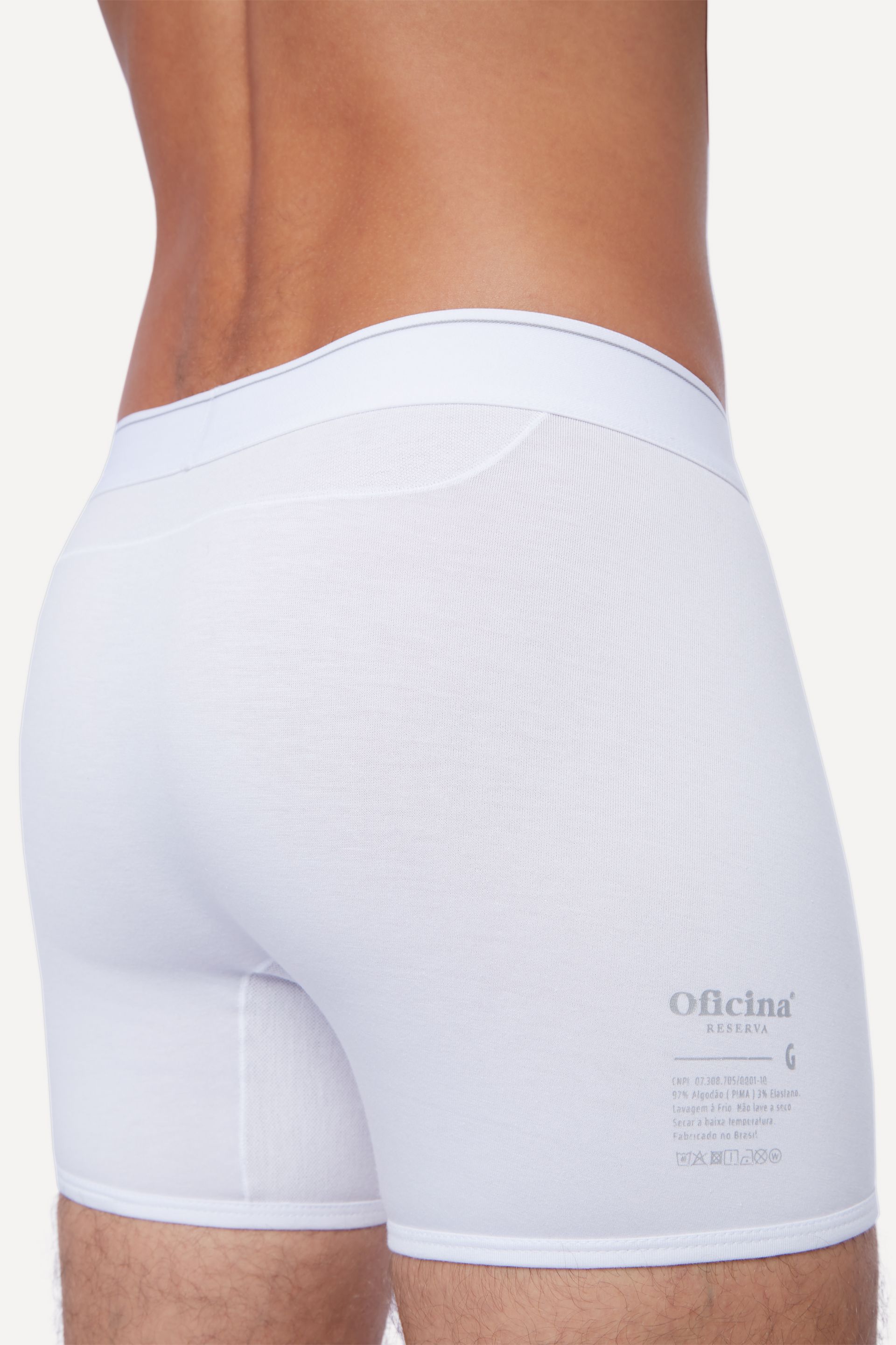 Kit 3 Cuecas Boxer Malha Pima Branco