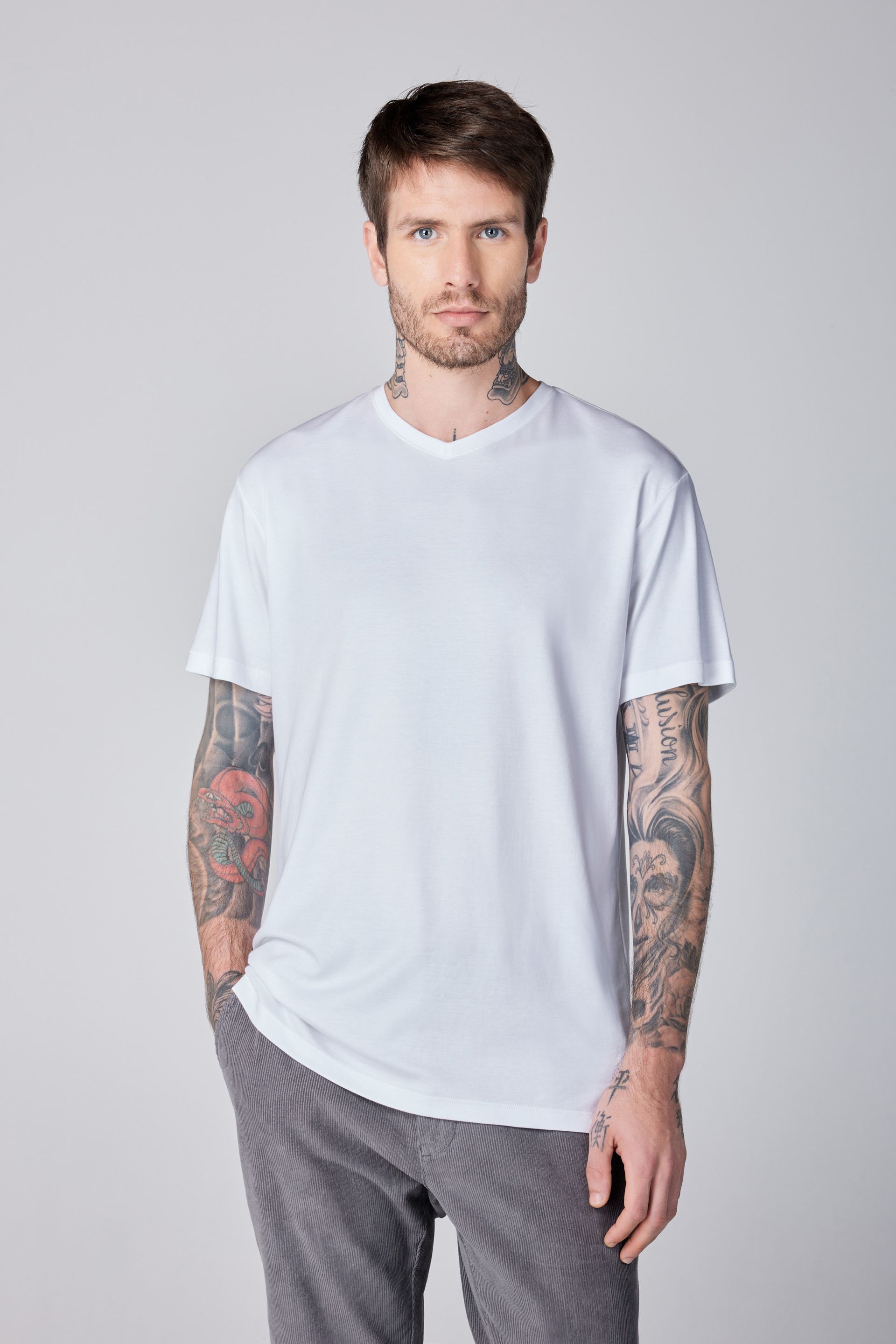 Kit 3 Camisetas Pima Premium Gola V Branca