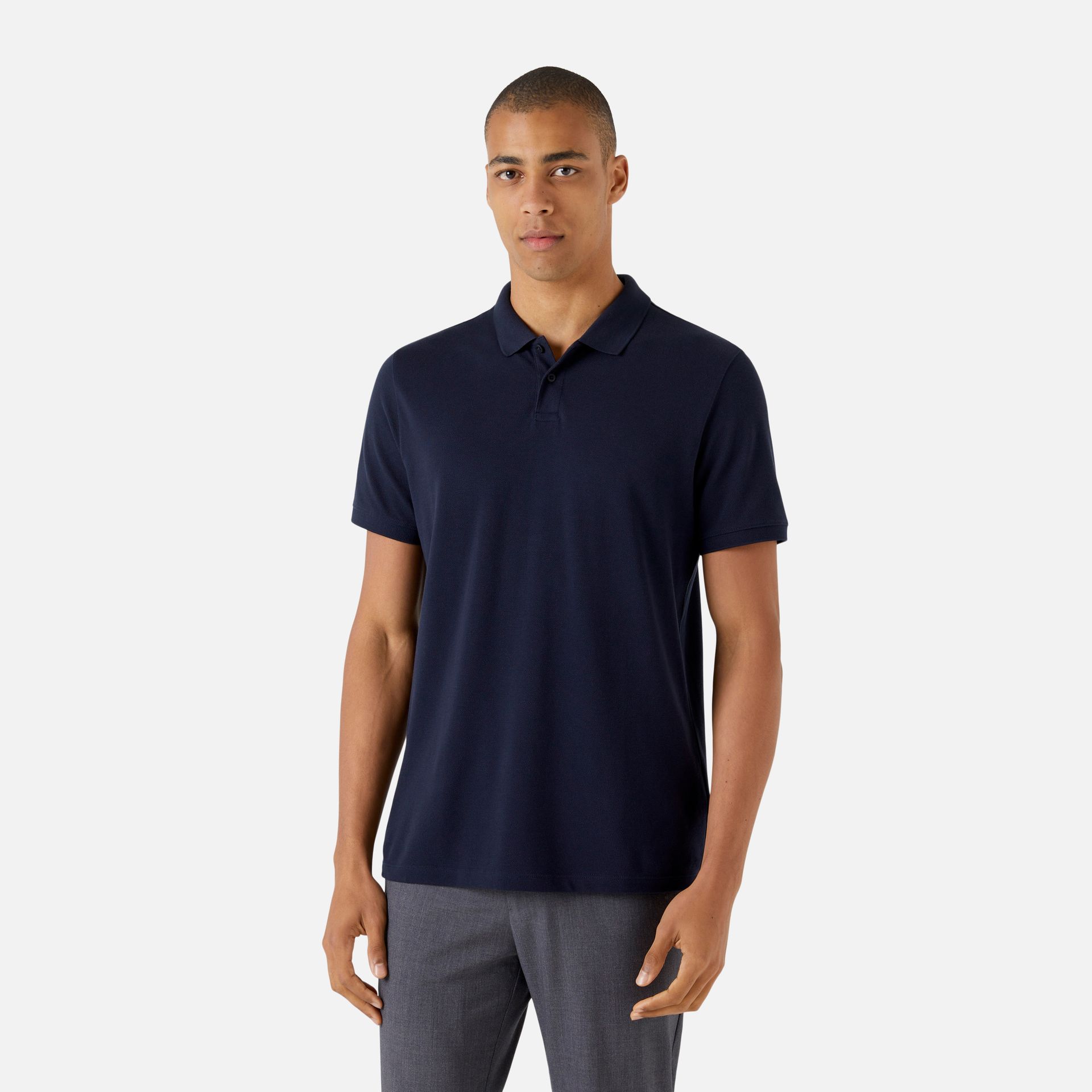 Polo Pima Piquet Azul Marinho