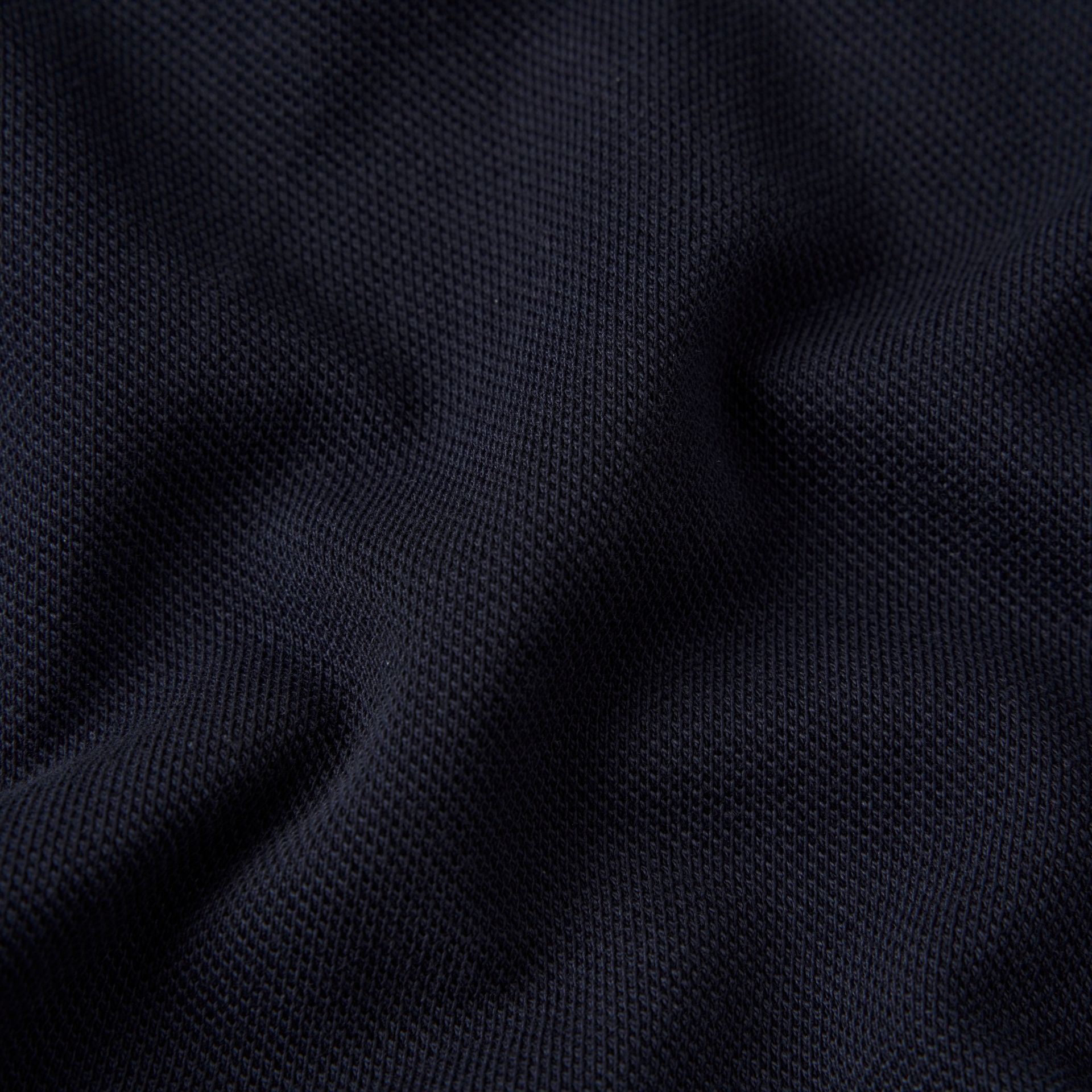 Polo Pima Piquet Zíper Azul Marinho