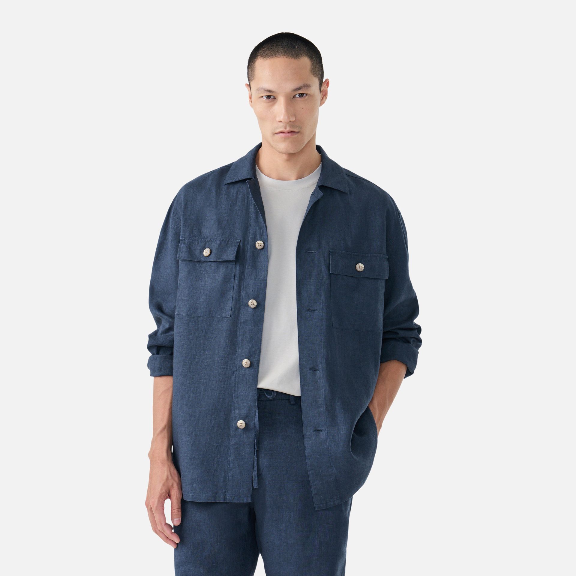 Overshirt Cânhamo Santorini Azul Marinho