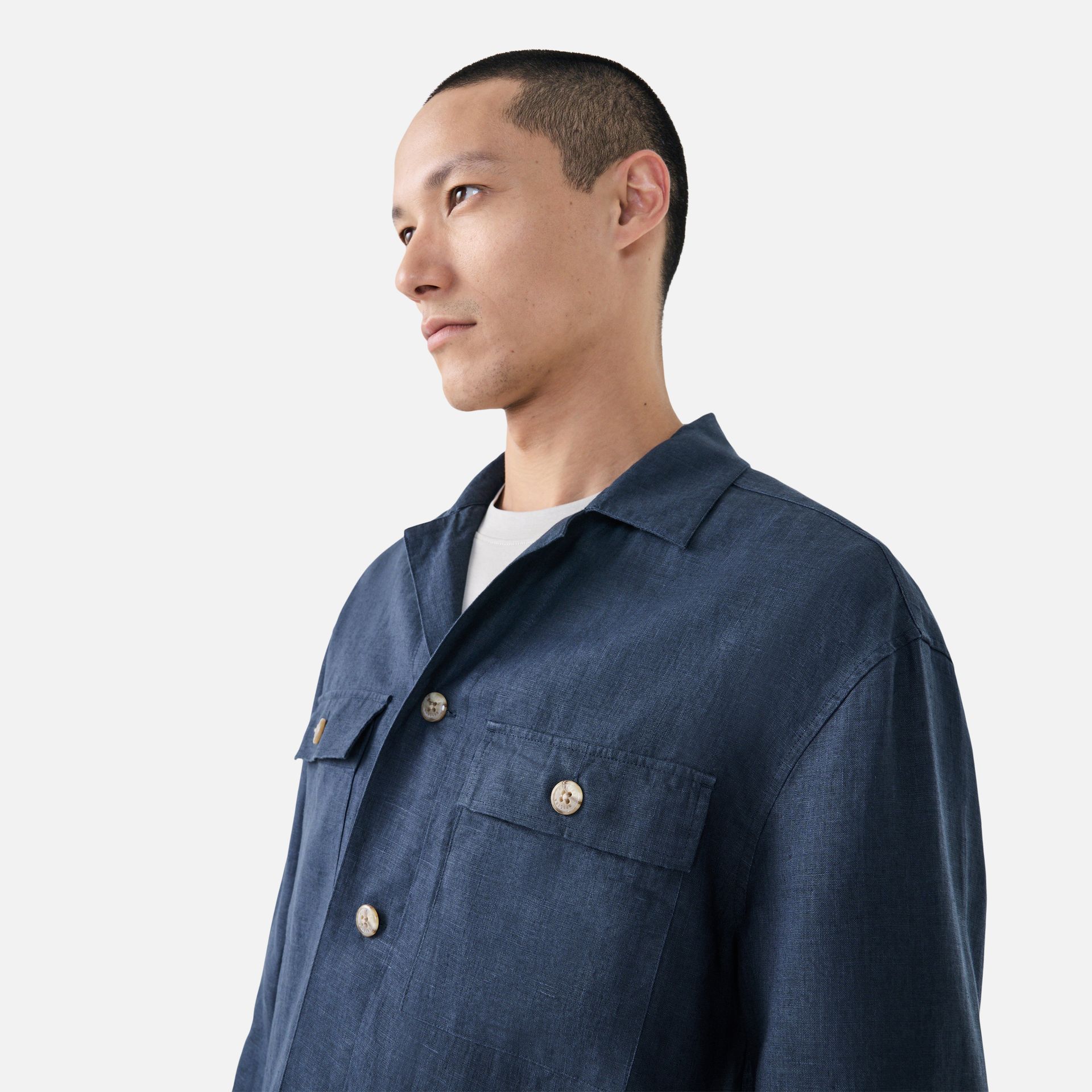 Overshirt Cânhamo Santorini Azul Marinho